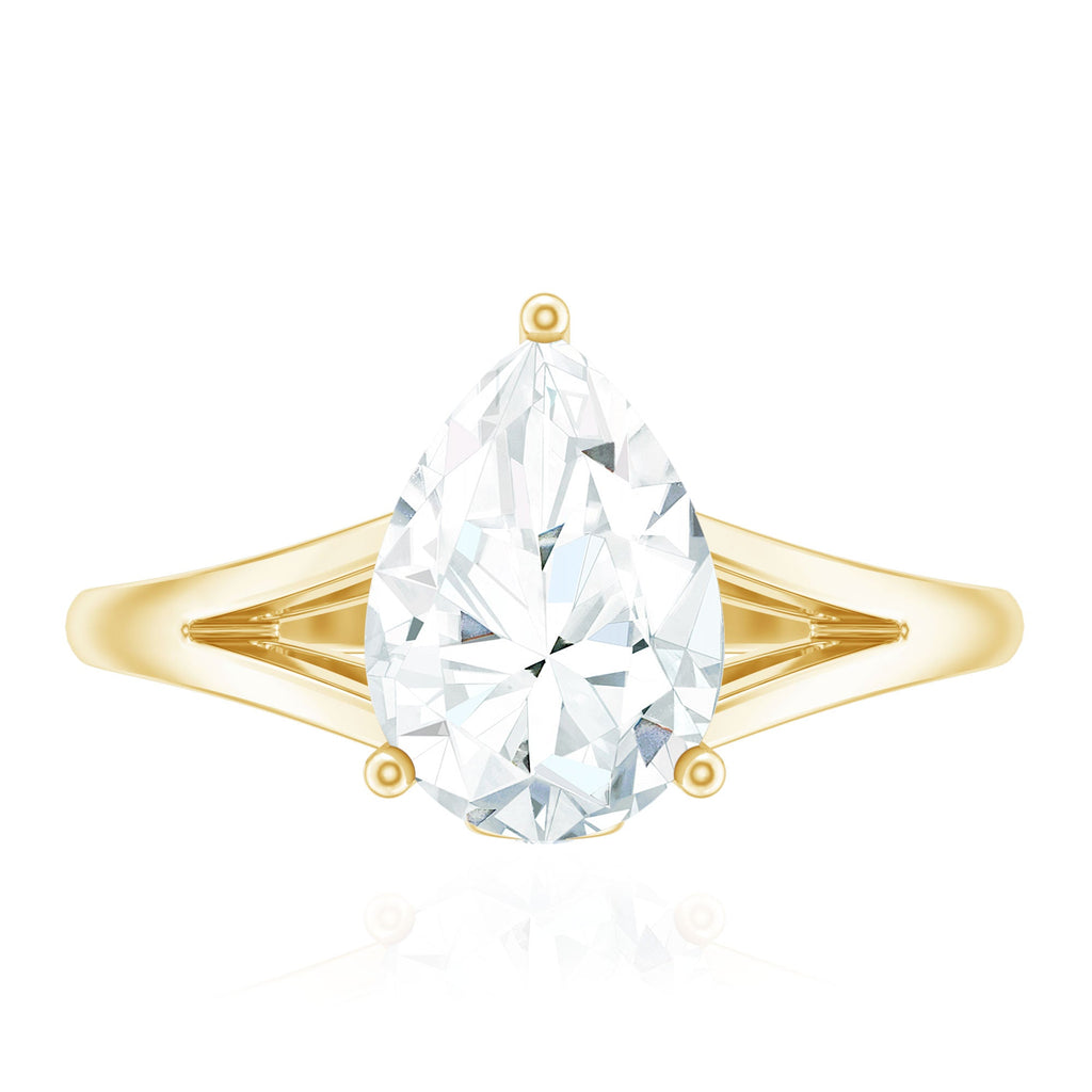 Pear Shaped Moissanite Split Shank Engagement Ring