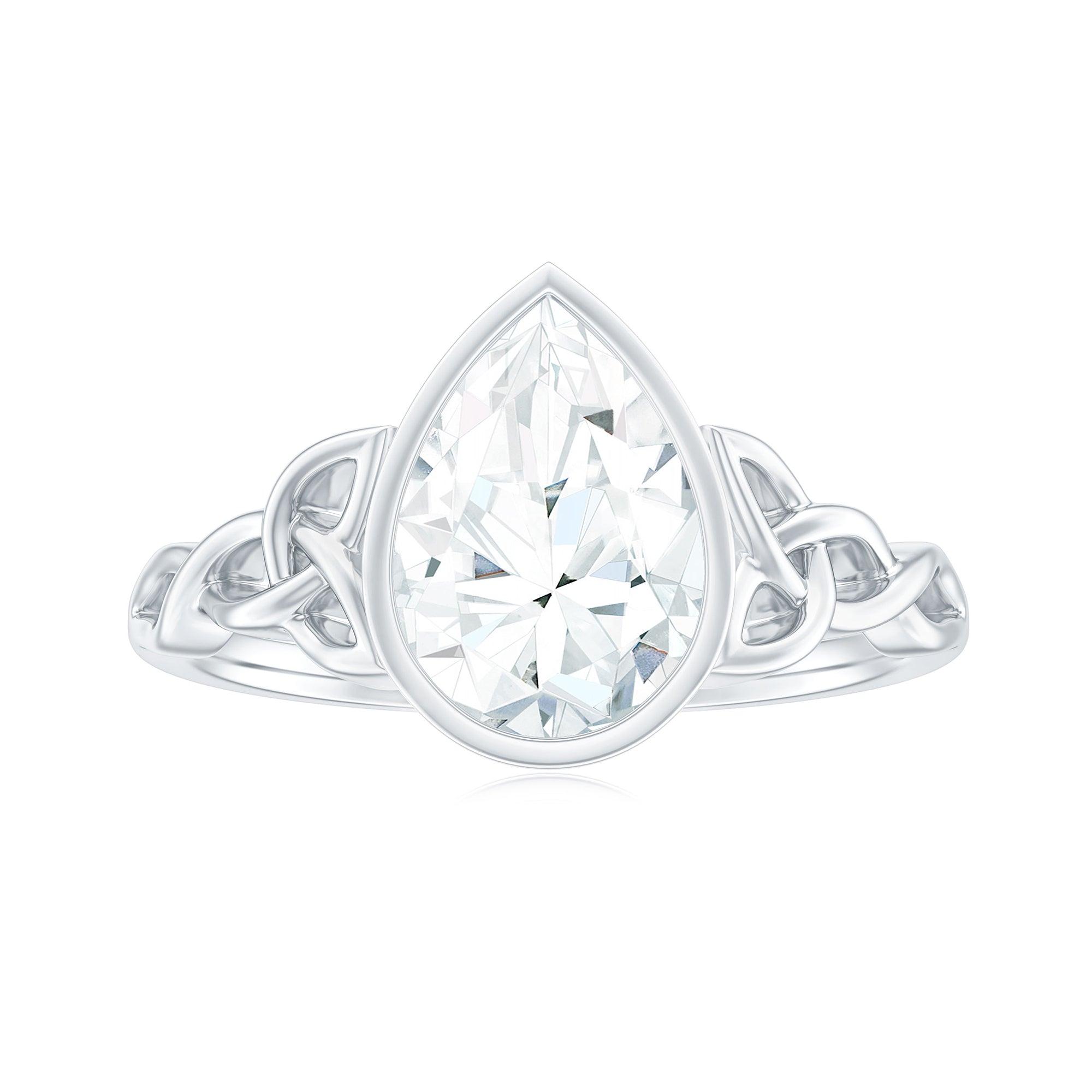 2.2 Carat Pear Shape Moissanite Celtic Knot Engagement Ring