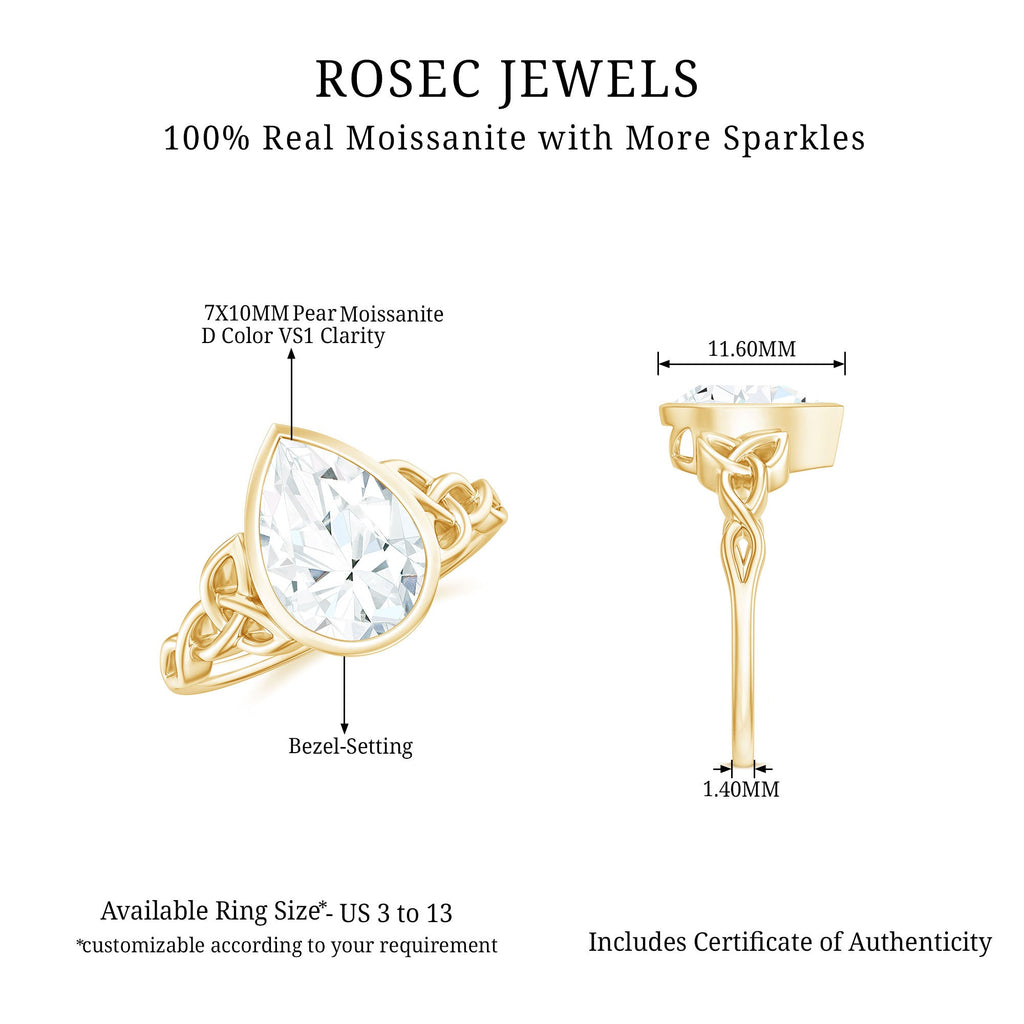 2.2 Carat Pear Shape Moissanite Celtic Knot Engagement Ring