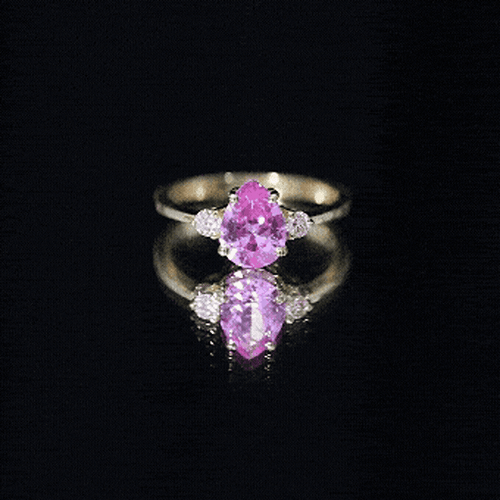 1 CT Lab Grown Pink Sapphire Teardrop Engagement Ring with Diamond