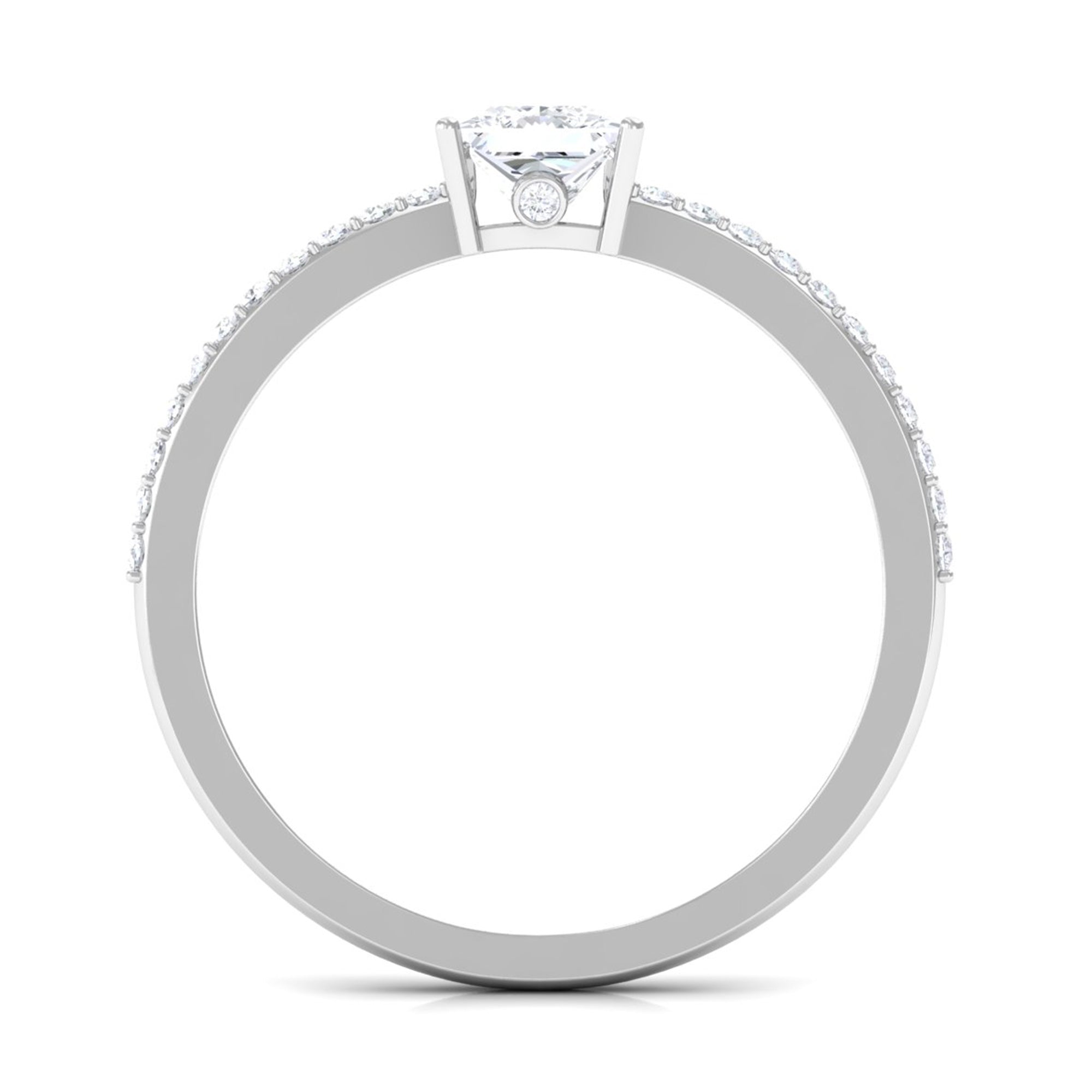 3/4 CT Princess Cut Zircon Solitaire Ring with Surprise and Side Stones