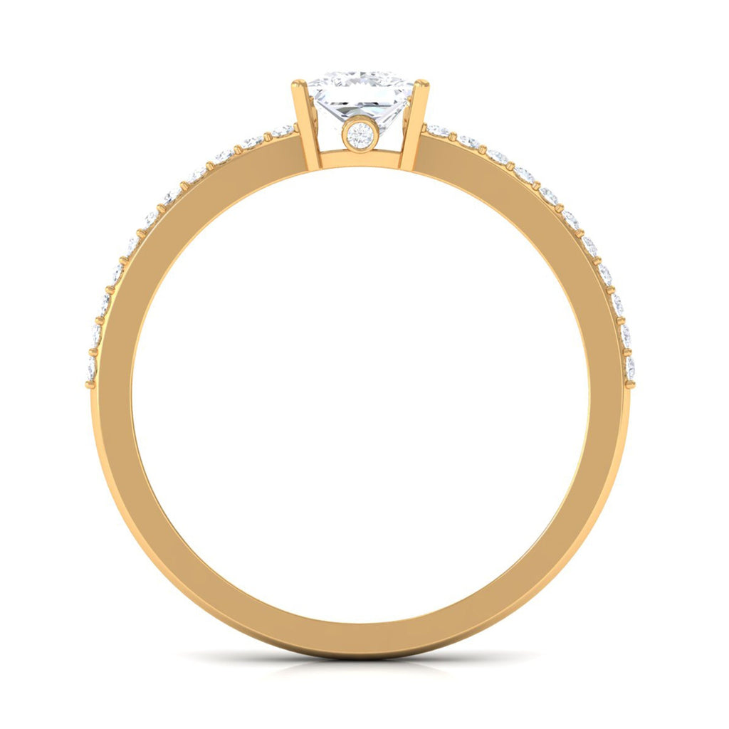 3/4 CT Princess Cut Zircon Solitaire Ring with Surprise and Side Stones