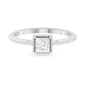 3/4 CT Princess Cut Zircon Solitaire Ring with Side Stones