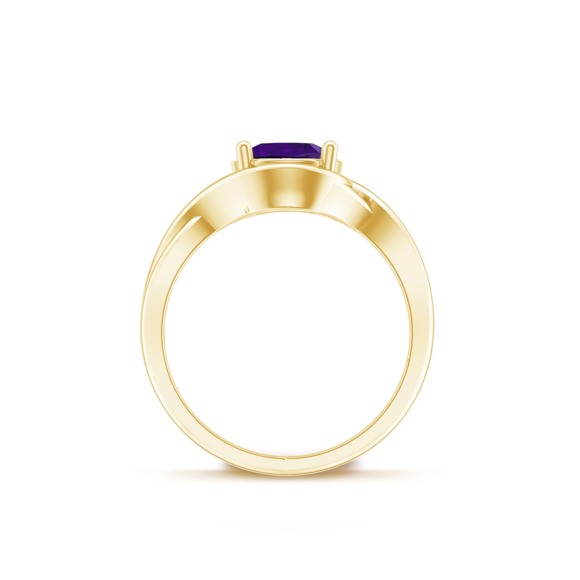 Real February Birthstone Amethyst Promise Ring with Crossover Shank