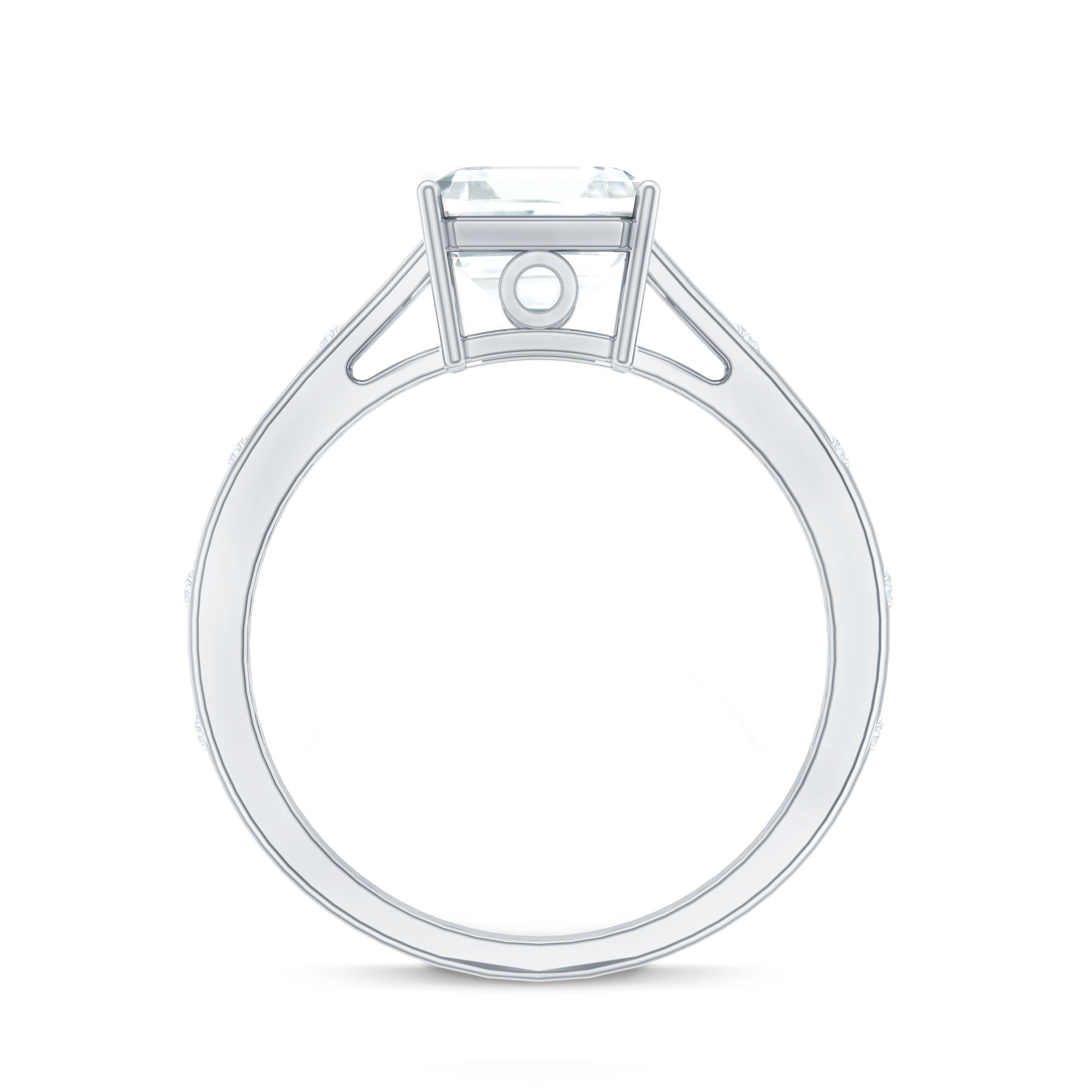 Asscher Cut Moissanite Solitaire Engagement Ring with Certificate