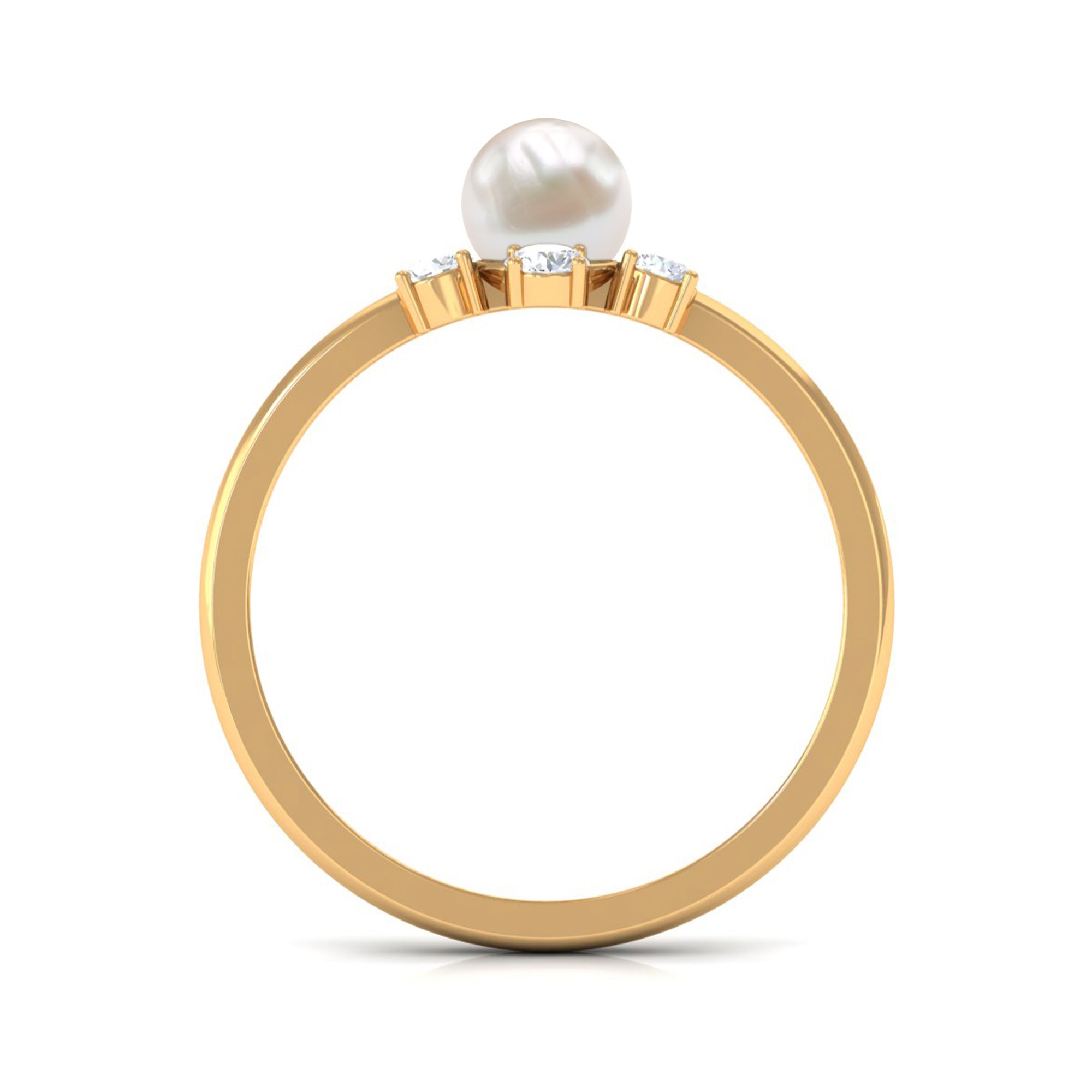 Cultured 2 Carat Freshwater Engagement Ring with Diamond