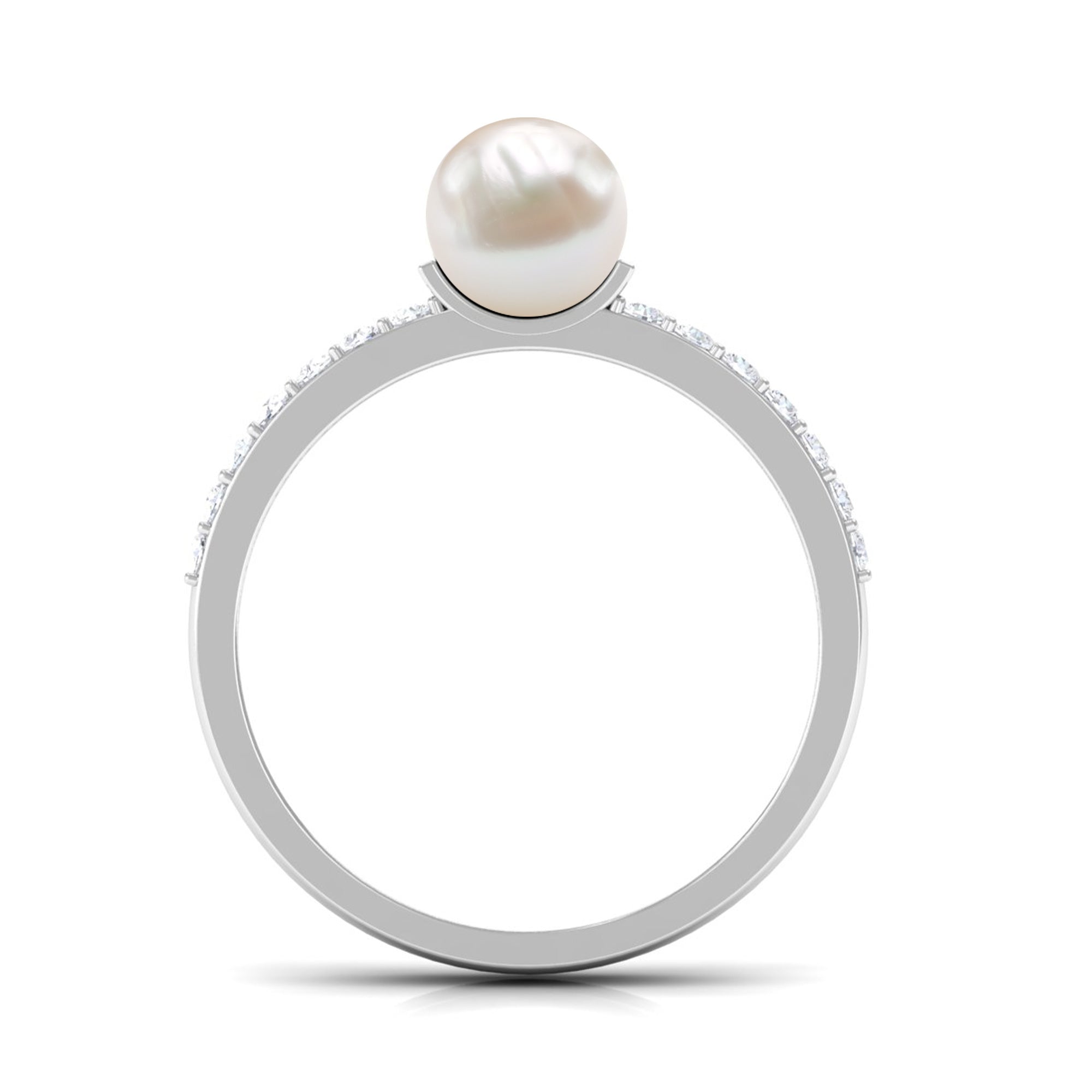 2 Carat Freshwater Pearl Engagement Ring with Diamond