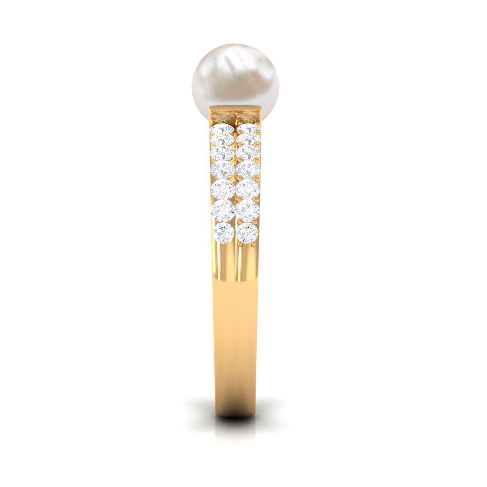 2 Carat Freshwater Pearl Engagement Ring with Diamond