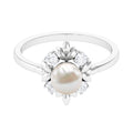 Nature Inspired 2 Carat Freshwater Pearl Engagement Ring with Diamond