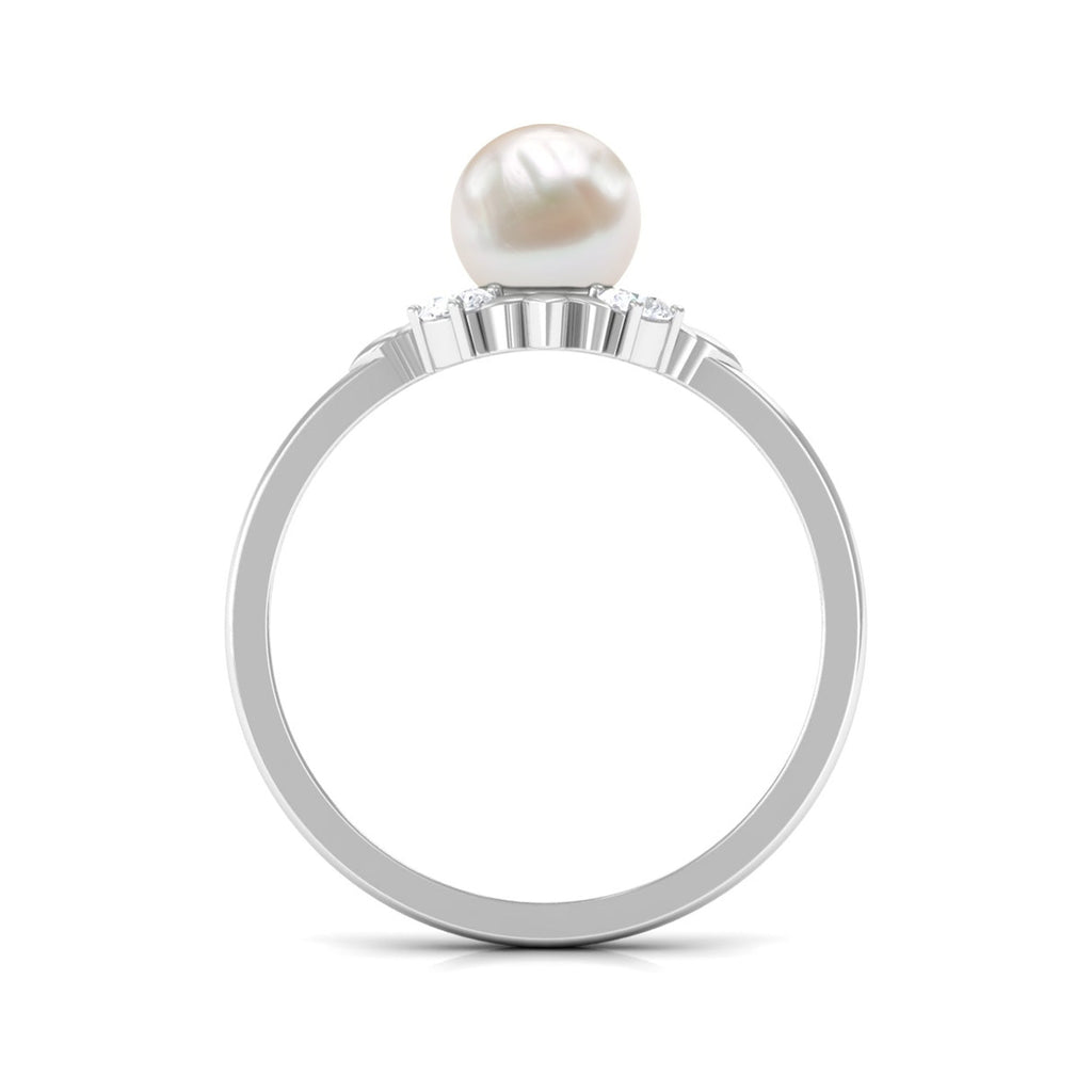 Nature Inspired 2 Carat Freshwater Pearl Engagement Ring with Diamond