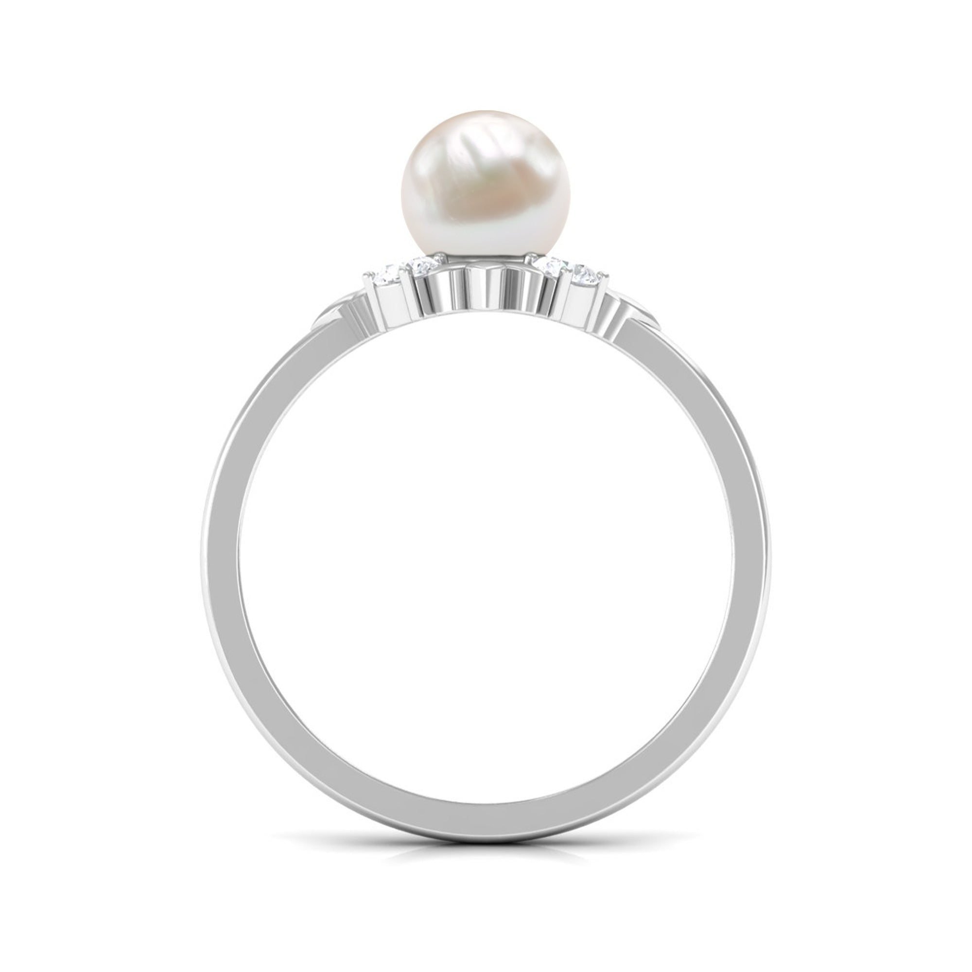Nature Inspired 2 Carat Freshwater Pearl Engagement Ring with Diamond