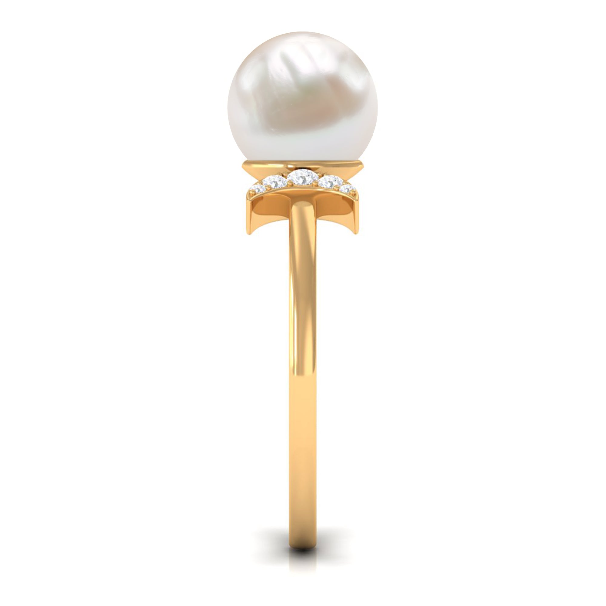Natural 7.4 Carat Freshwater Pearl Solitaire Engagement Ring with Diamond