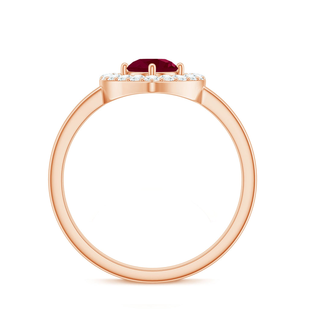 Natural 0.6 Carat Ruby Diamond Heart Engagement Ring for Women