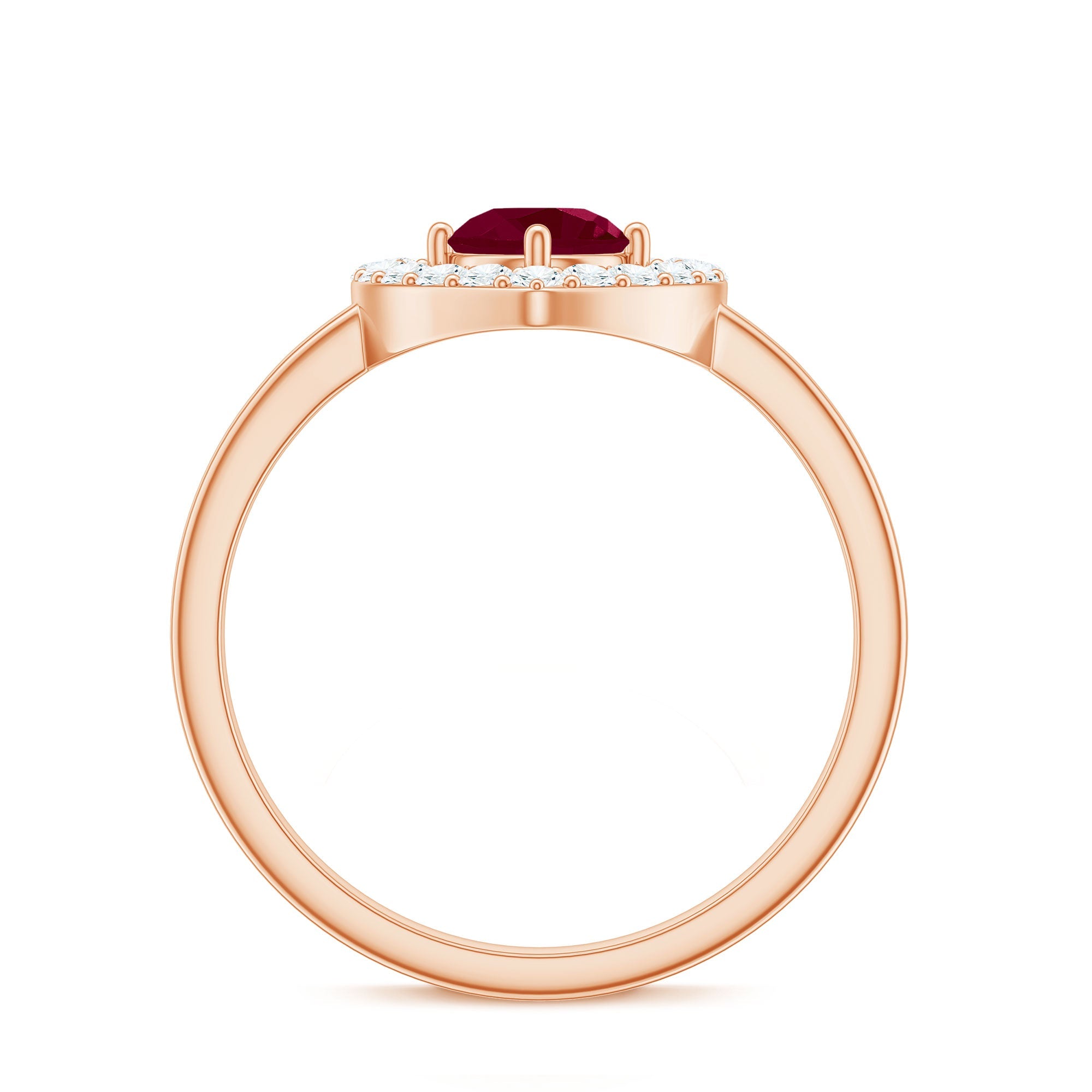 Natural 0.6 Carat Ruby Diamond Heart Engagement Ring for Women