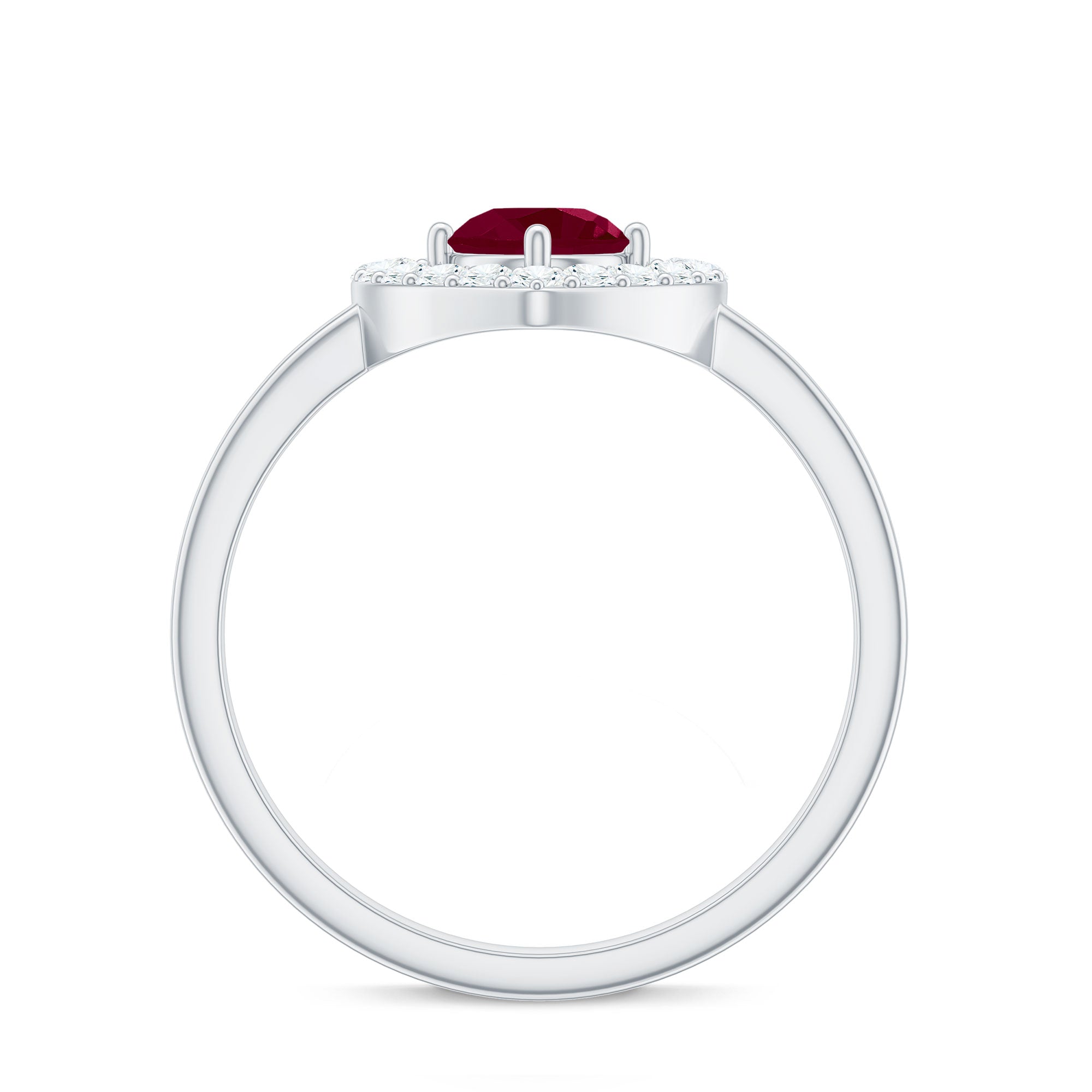 Natural 0.6 Carat Ruby Diamond Heart Engagement Ring for Women
