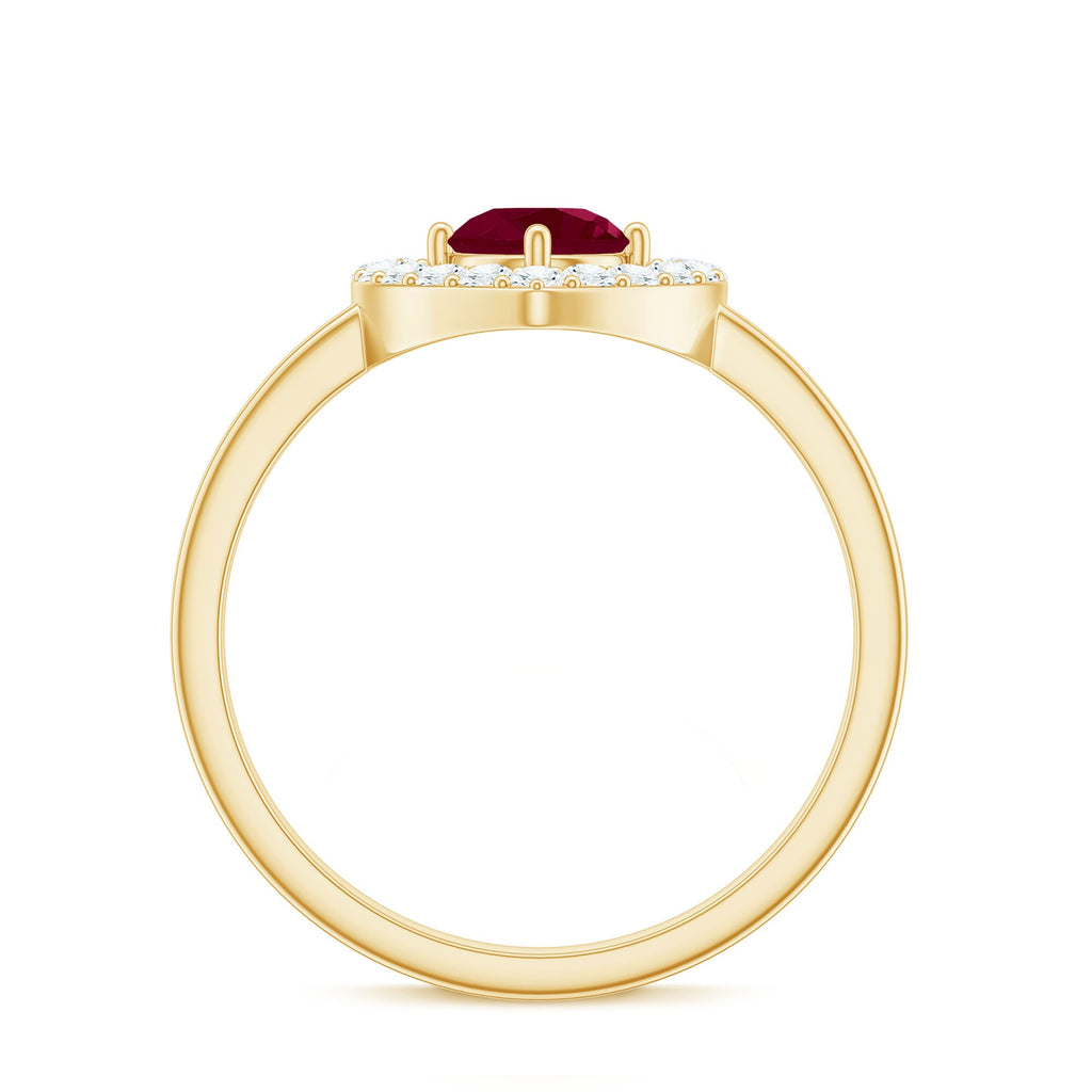 Natural 0.6 Carat Ruby Diamond Heart Engagement Ring for Women