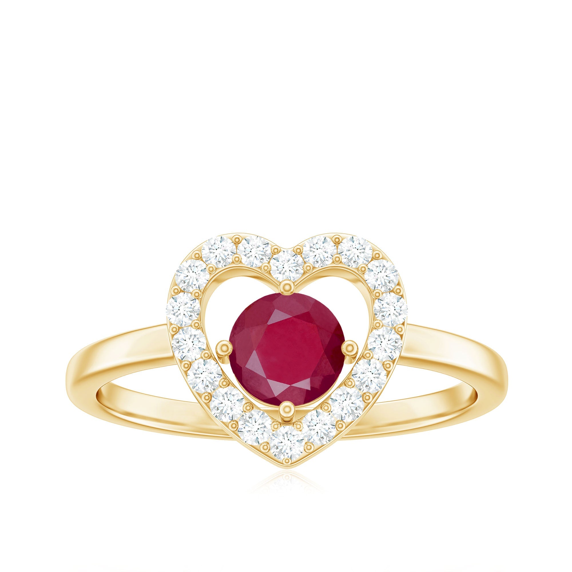 Natural 0.6 Carat Ruby Diamond Heart Engagement Ring for Women