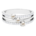 Cultured Freshwater Pearl Wedding Band Ring with Diamond