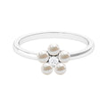 Cultured Freshwater Pearl Flower Promise Ring with Lab Diamond