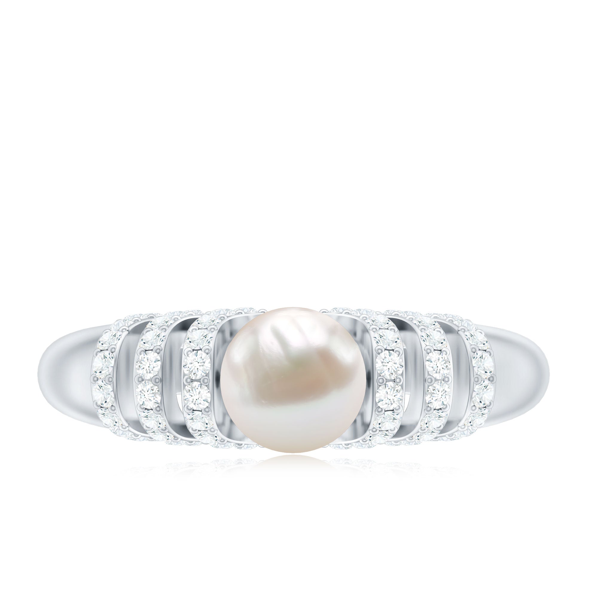 2 Carat Freshwater Pearl Diamond Engagement Ring for Women