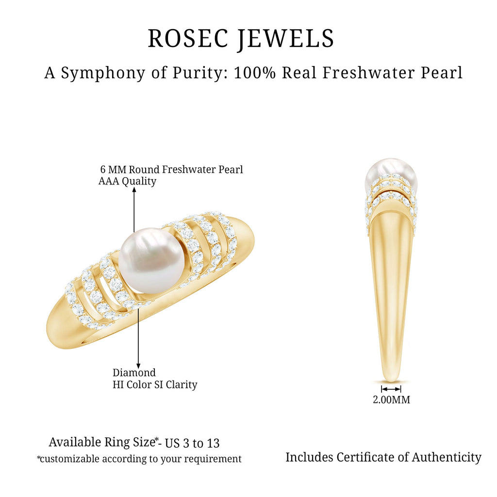 2 Carat Freshwater Pearl Diamond Engagement Ring for Women