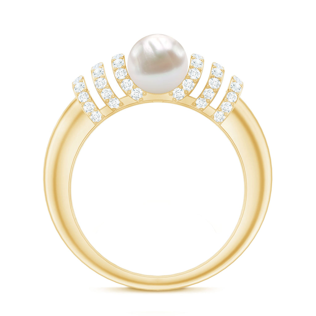 2 Carat Freshwater Pearl Diamond Engagement Ring for Women
