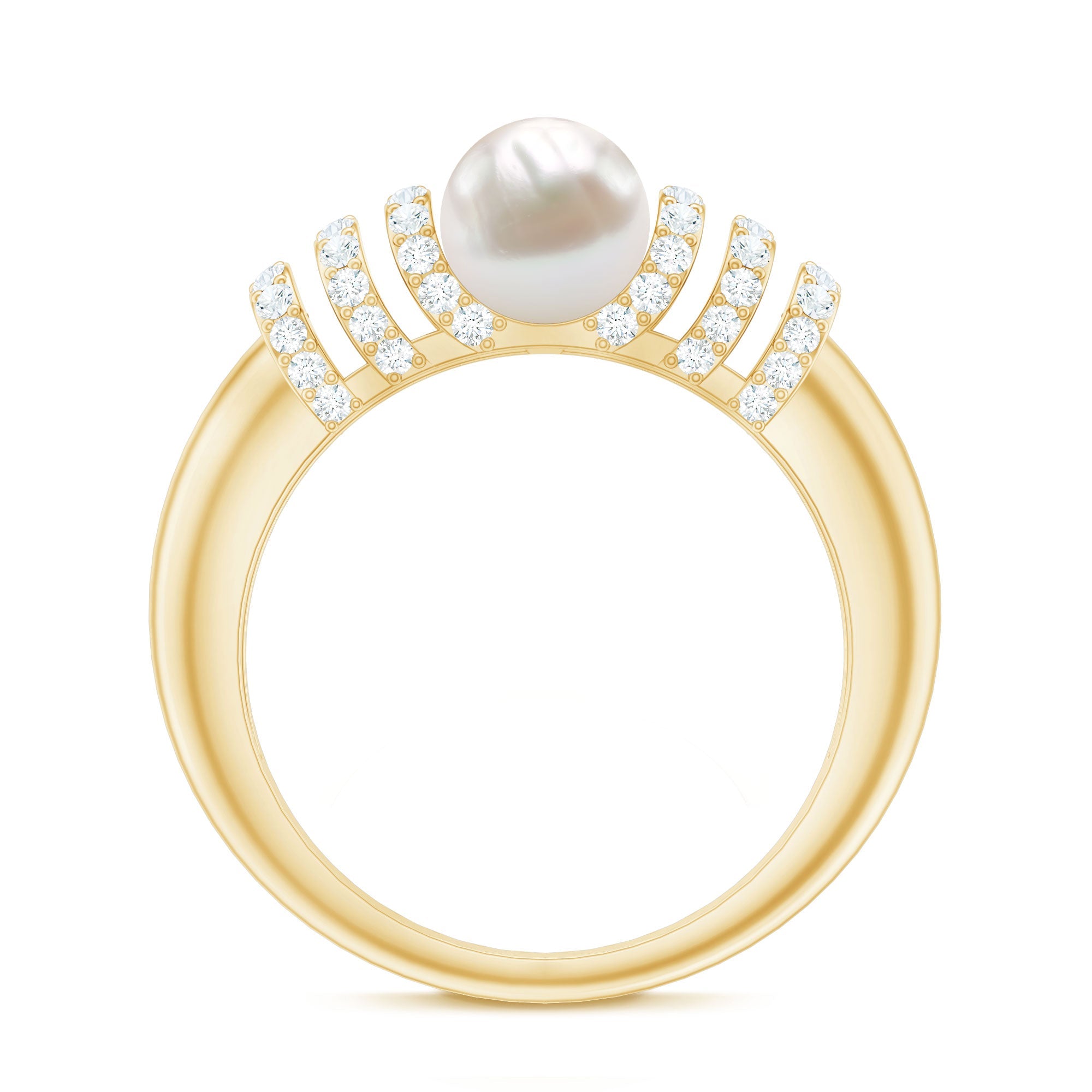 2 Carat Freshwater Pearl Diamond Engagement Ring for Women