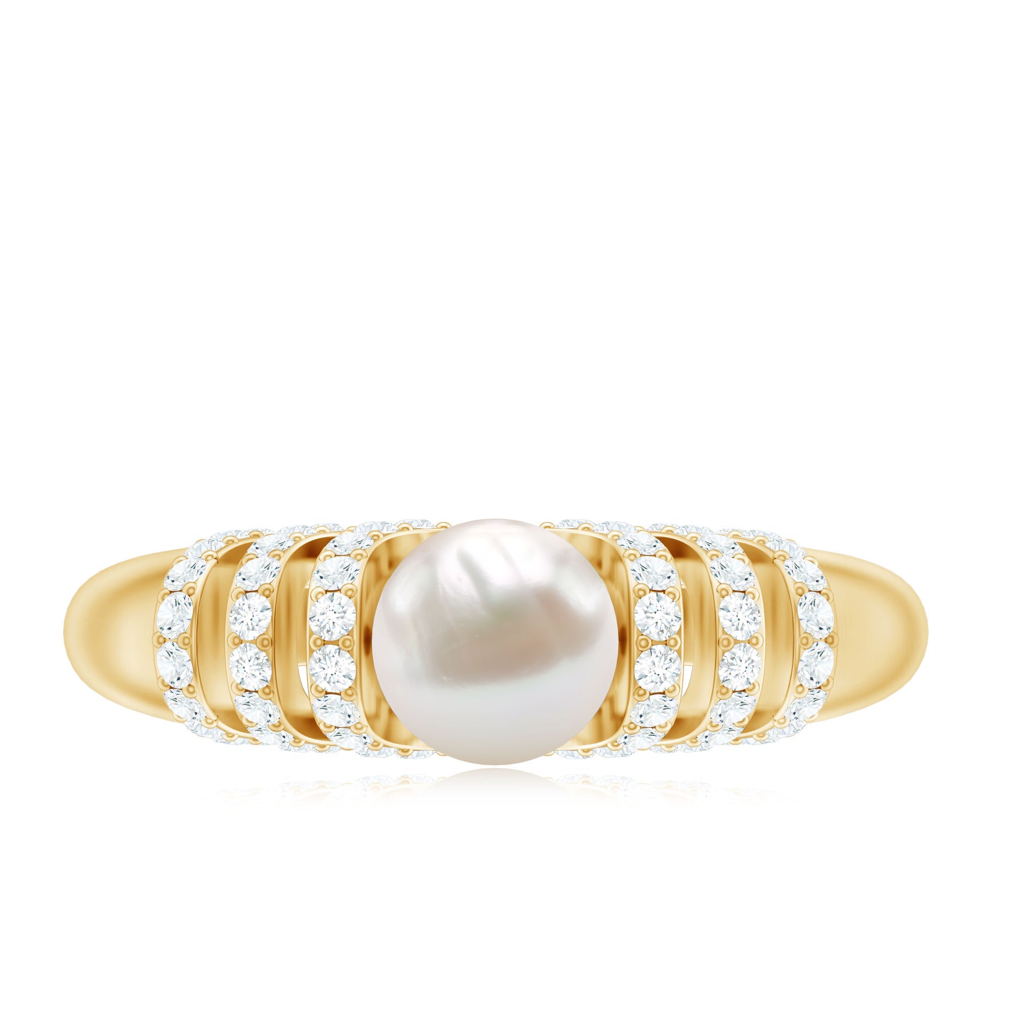 2 Carat Freshwater Pearl Diamond Engagement Ring for Women