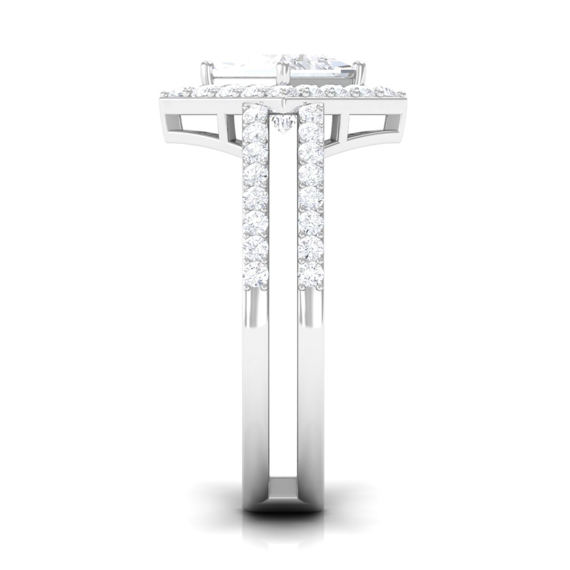 2.50 CT Princess Cut Zircon Double Engagement Band Ring
