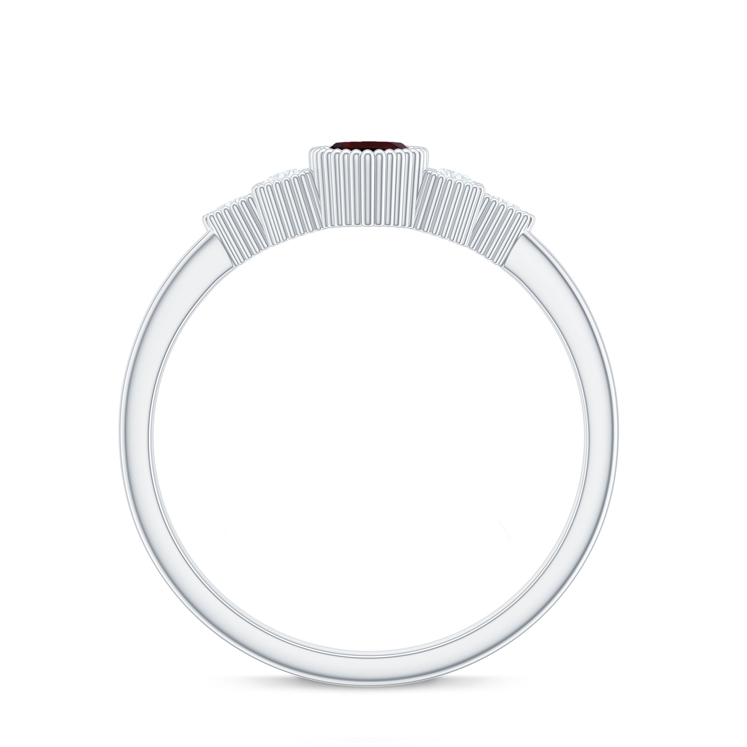 Natural 4X8mm Garnet Marquise Engagement Ring with Diamond