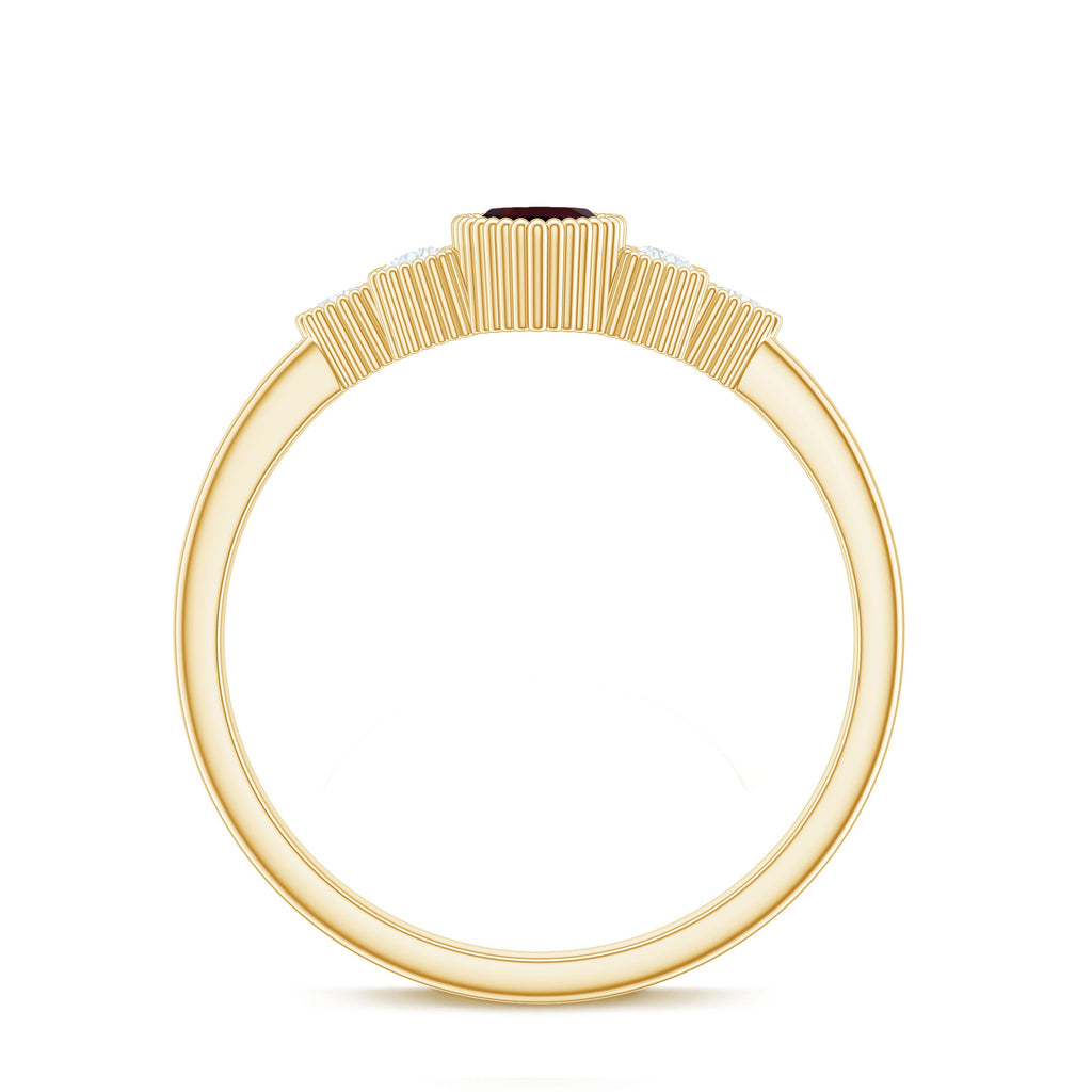 Natural 4X8mm Garnet Marquise Engagement Ring with Diamond