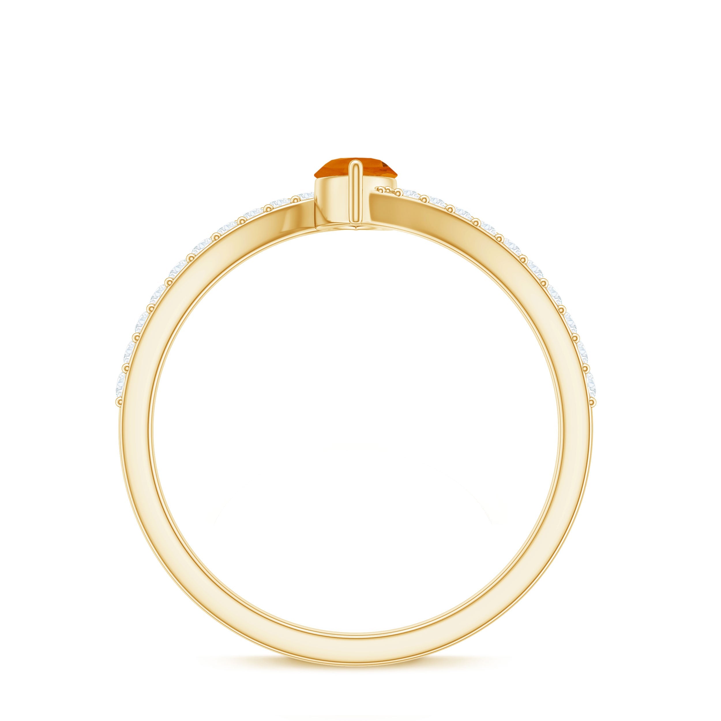 1/2 Ct Bypass Engagement Ring with Fire Opal and Diamond