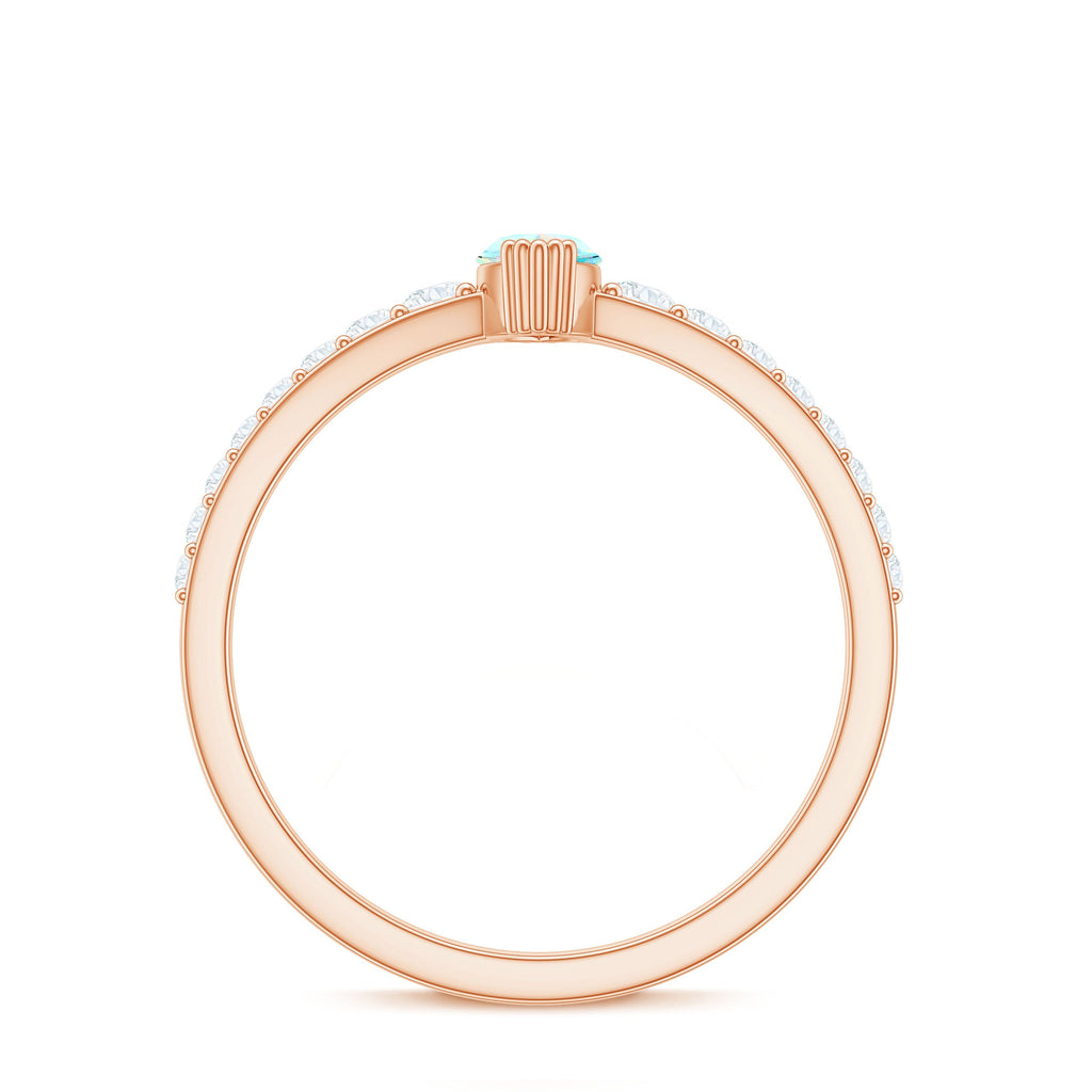 Certified Marquise Opalescent Promise Ring with Real Diamond