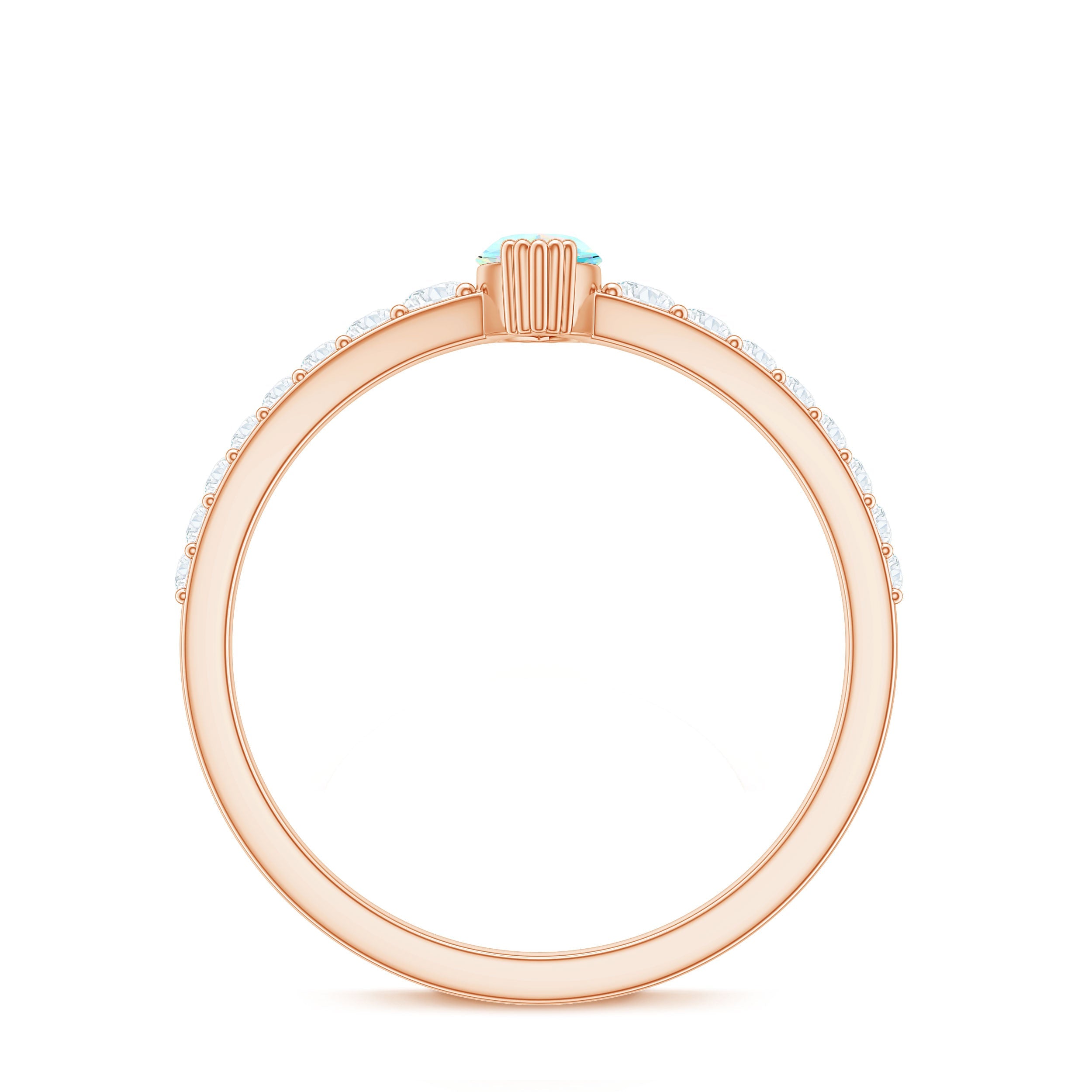 Certified Marquise Opalescent Promise Ring with Real Diamond