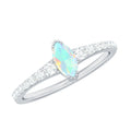 Certified Marquise Opalescent Promise Ring with Real Diamond