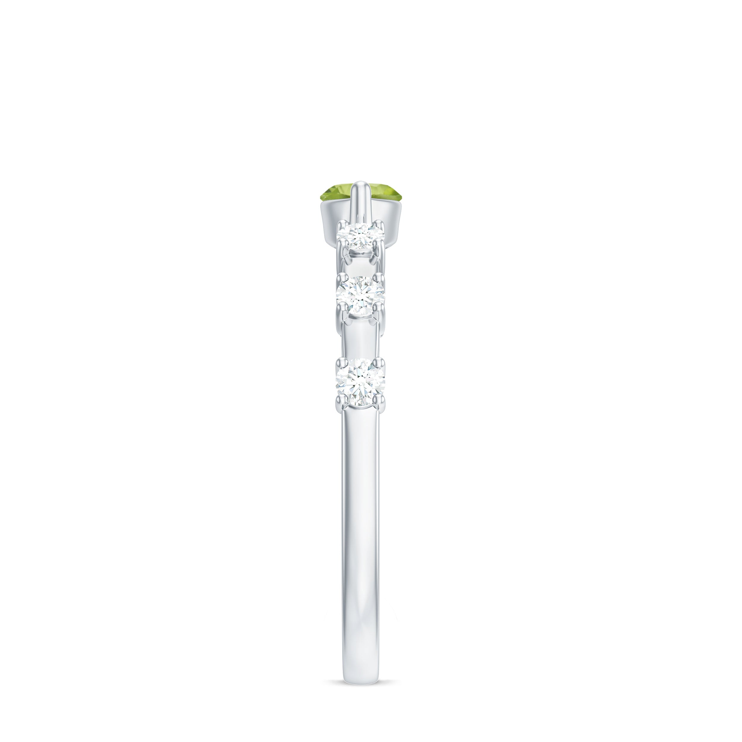 0.75 CT Peridot East West Ring with Diamond Accent