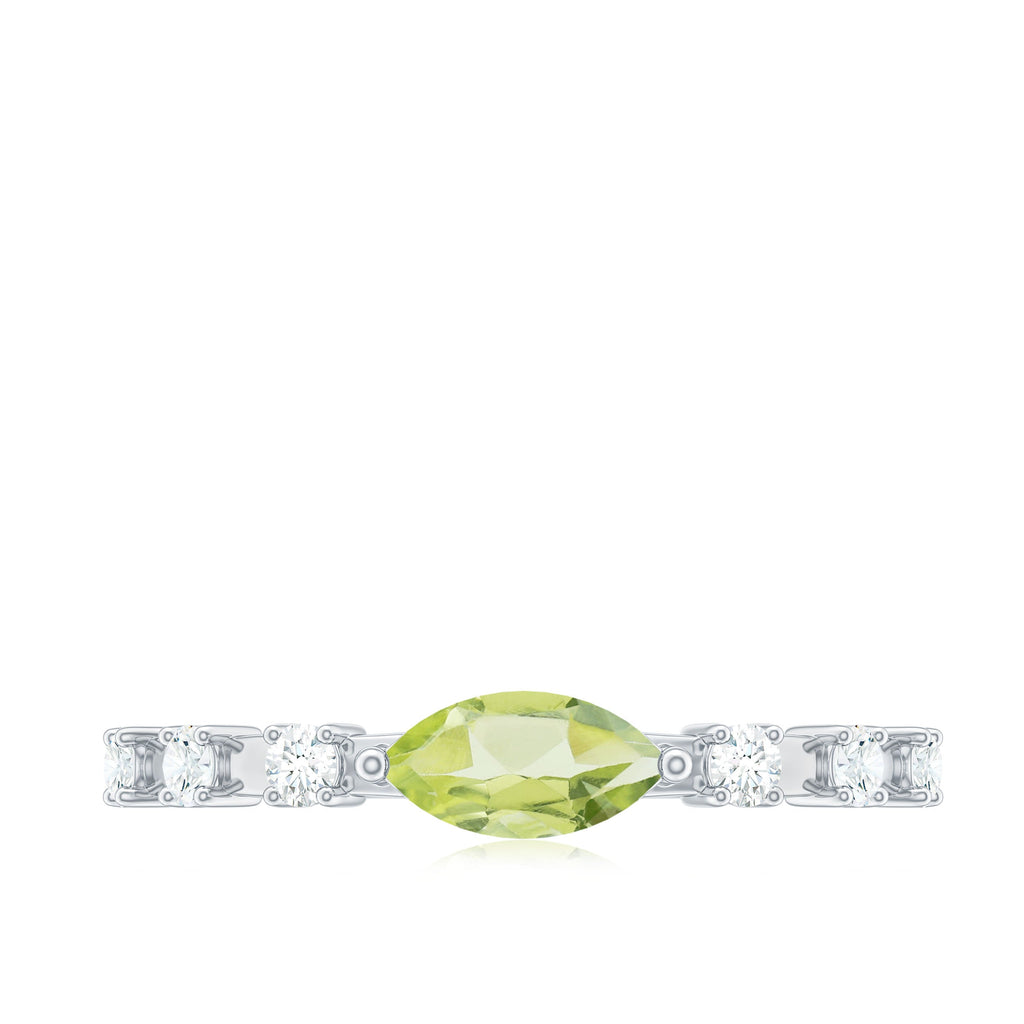 0.75 CT Peridot East West Ring with Diamond Accent