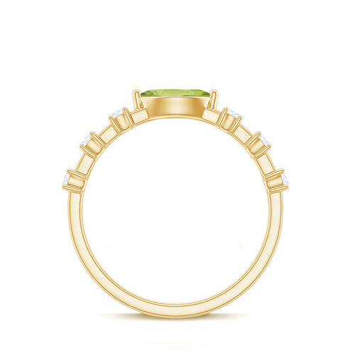 0.75 CT Peridot East West Ring with Diamond Accent
