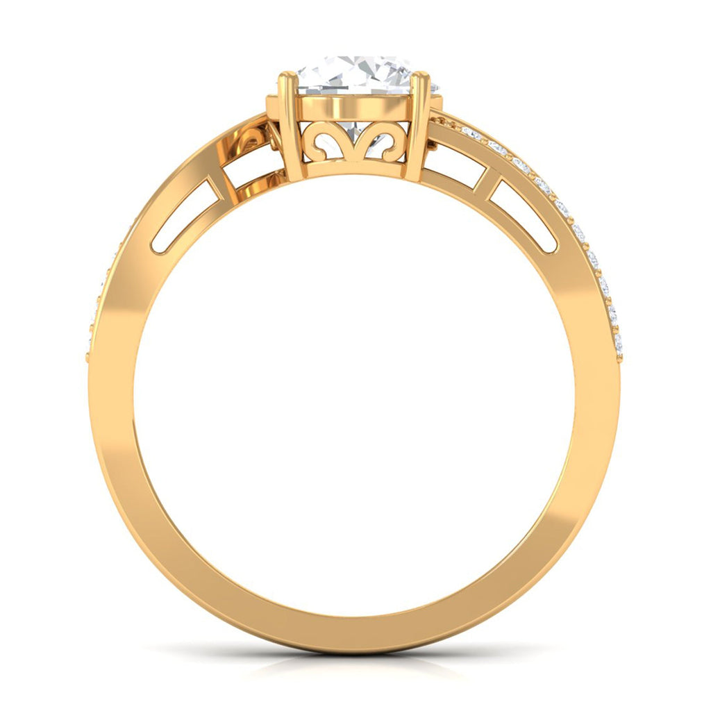 1.50 CT Round Cut Solitaire Zircon Bypass Engagement Ring