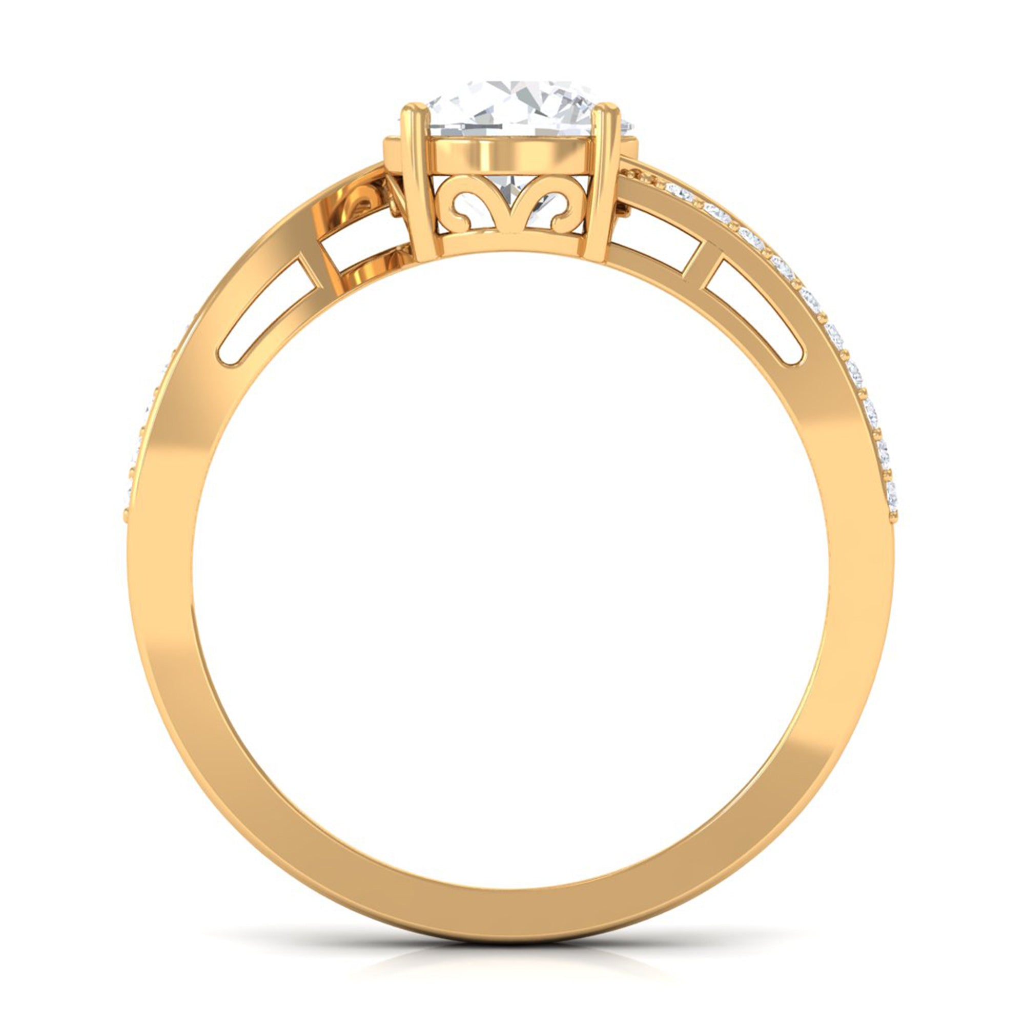 1.50 CT Round Cut Solitaire Zircon Bypass Engagement Ring