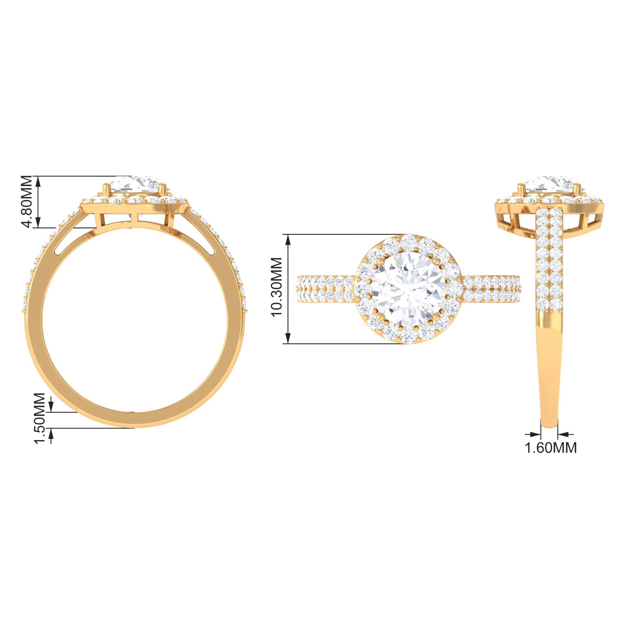 2.25 CT Round Cubic Zirconia Halo Engagement Ring