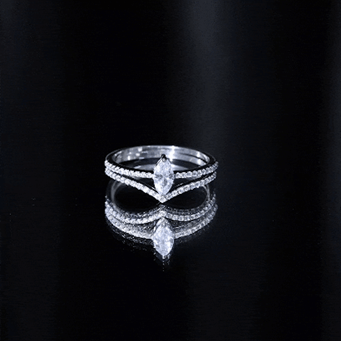 Certified Marquise Cut Zircon Wedding Ring Set for Women