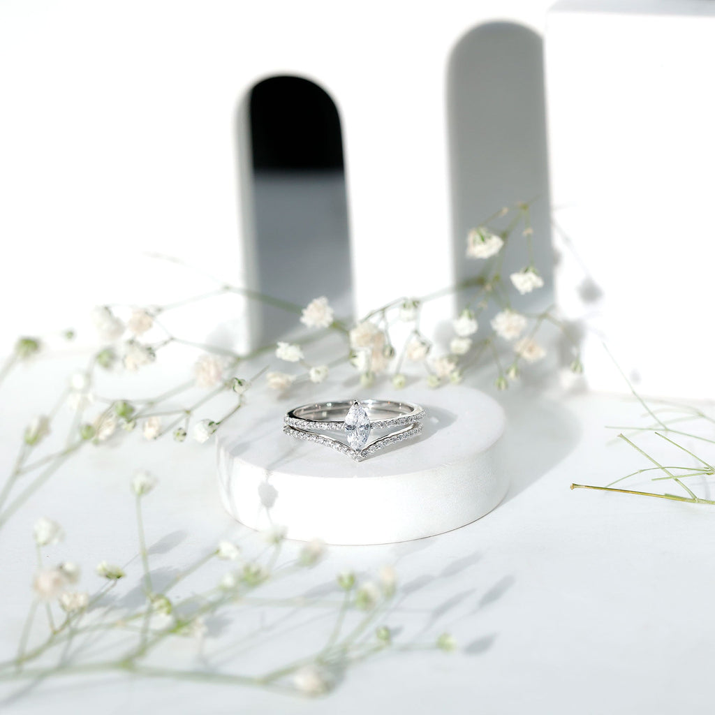 Certified Marquise Cut Zircon Wedding Ring Set for Women