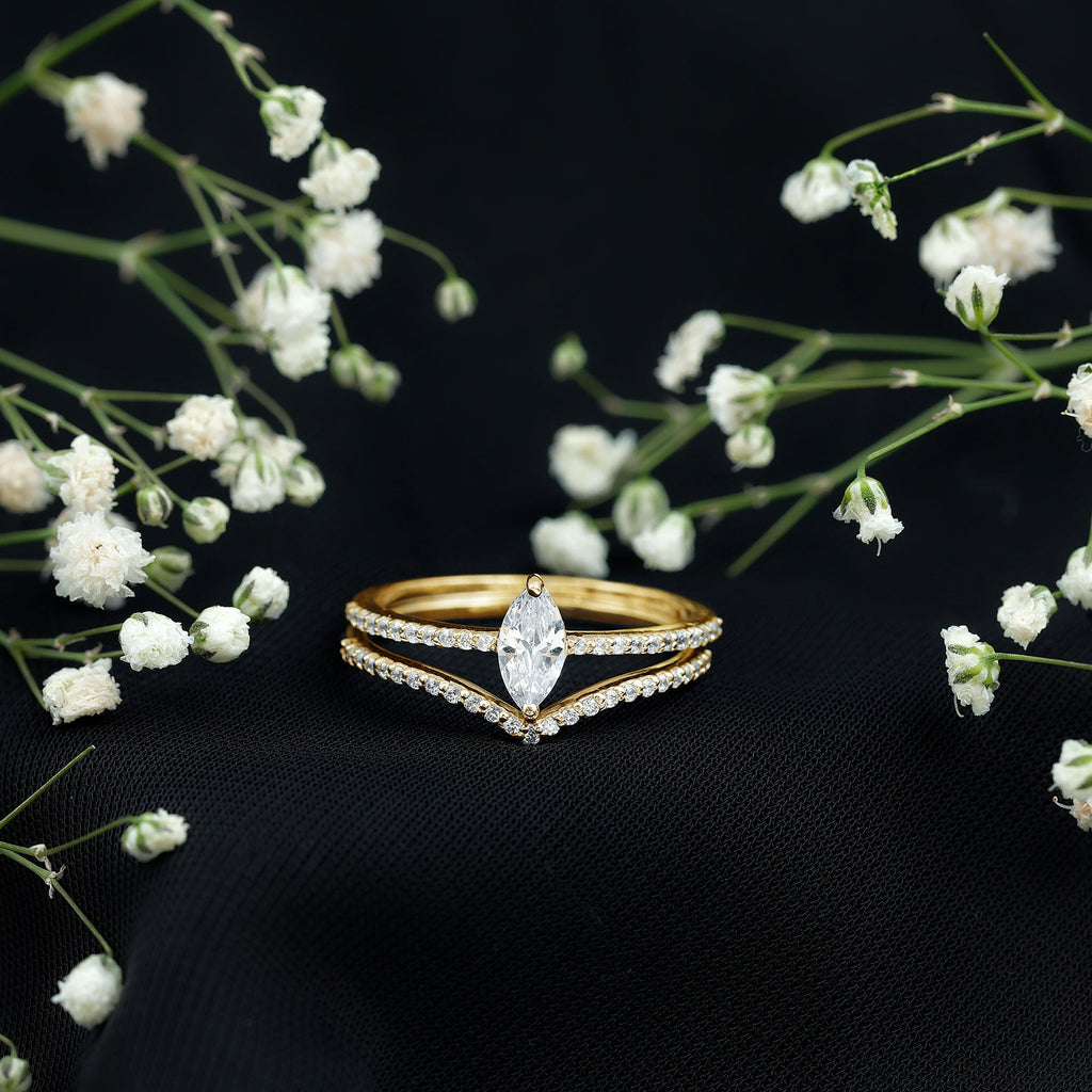 Certified Marquise Cut Zircon Wedding Ring Set for Women