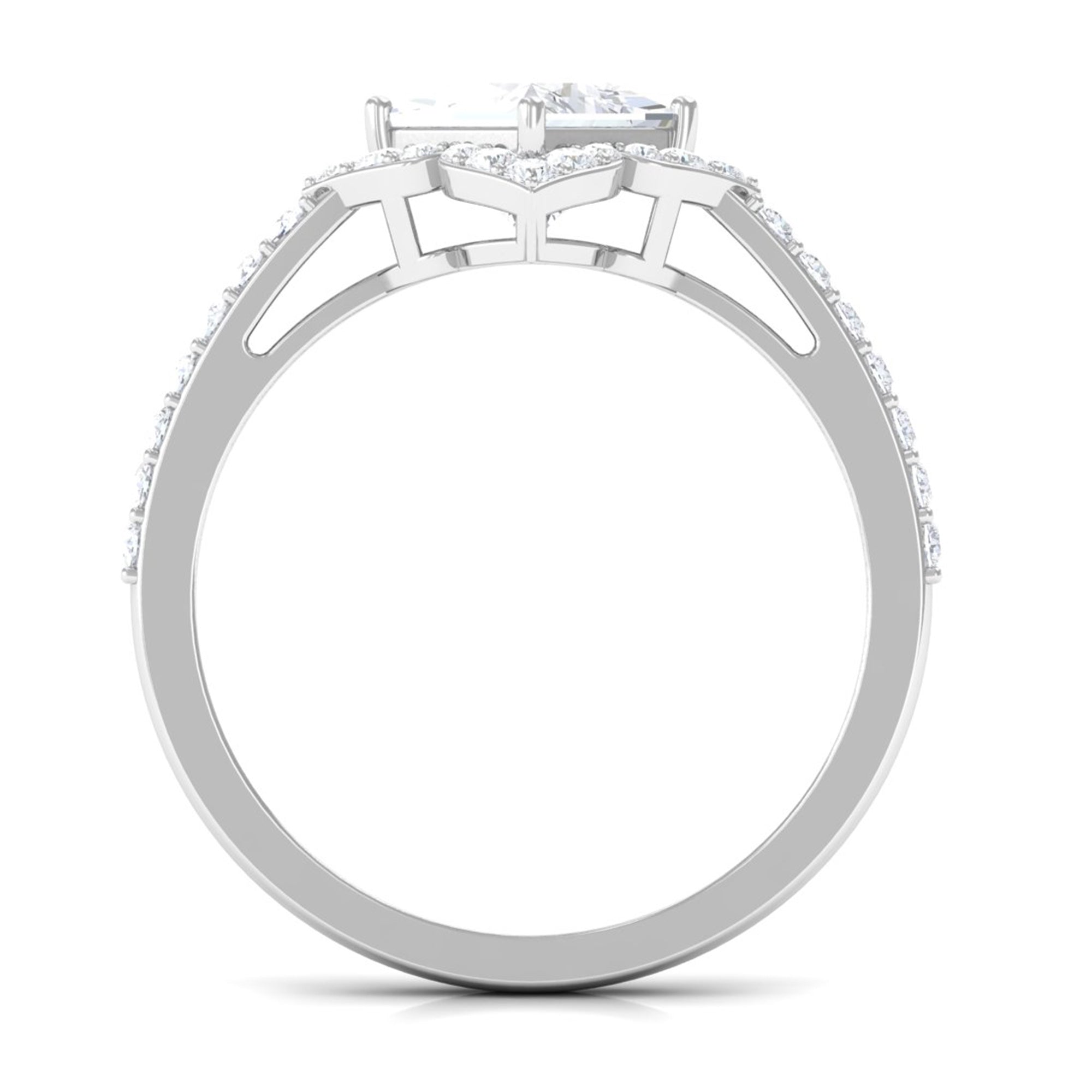 1.75 CT Princess Cut Zircon Engagement Ring Floral Halo