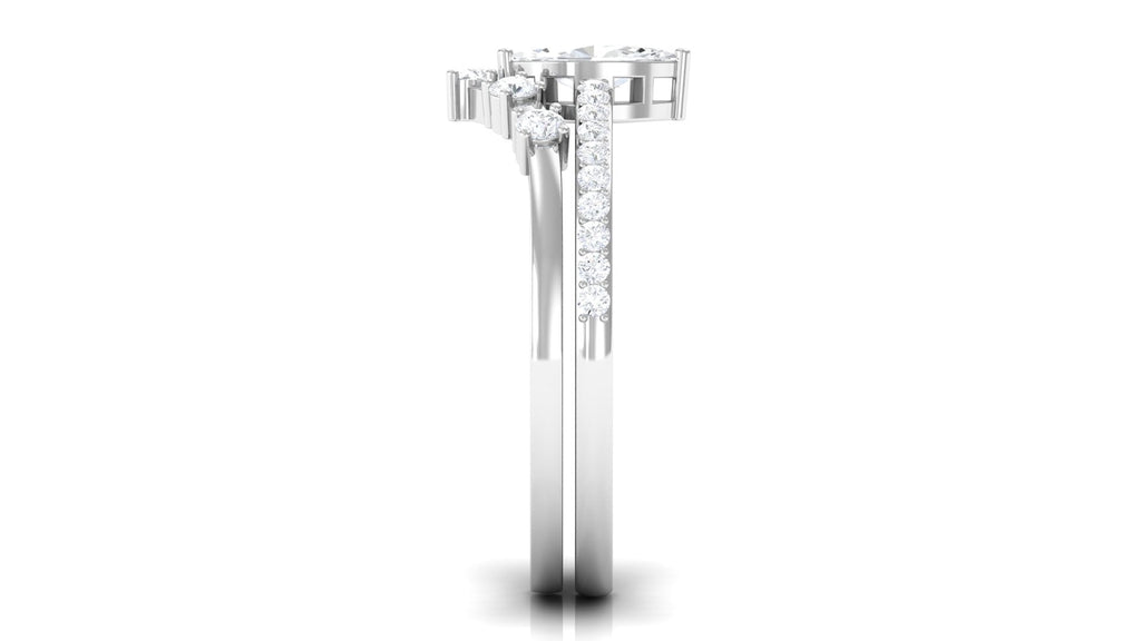 1.25 CT Marquise and Round Cut Zircon Solitaire Bridal Ring Set