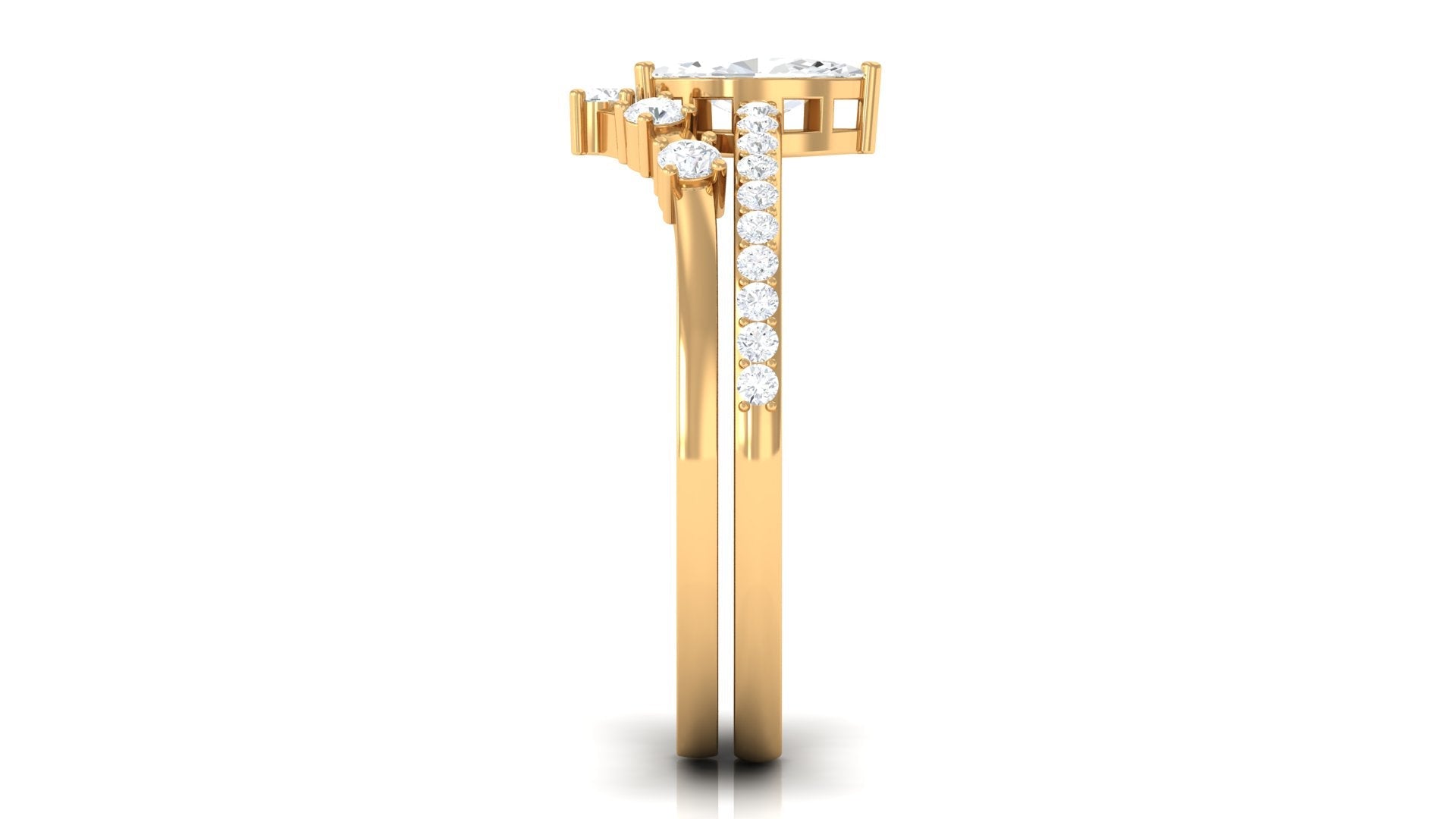 1.25 CT Marquise and Round Cut Zircon Solitaire Bridal Ring Set