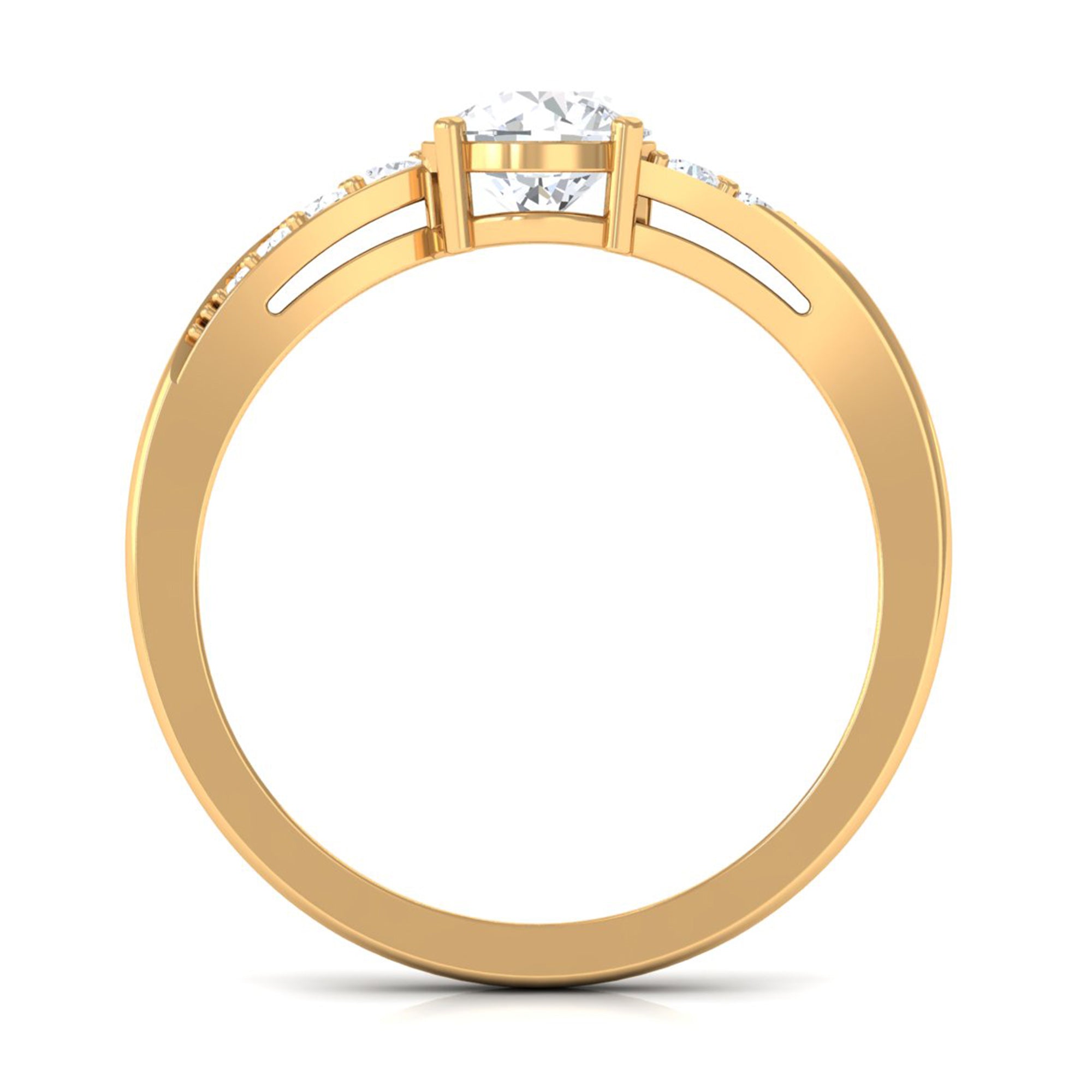 1 Carat Certified Solitaire Cubic Zirconia Bypass Engagement Ring
