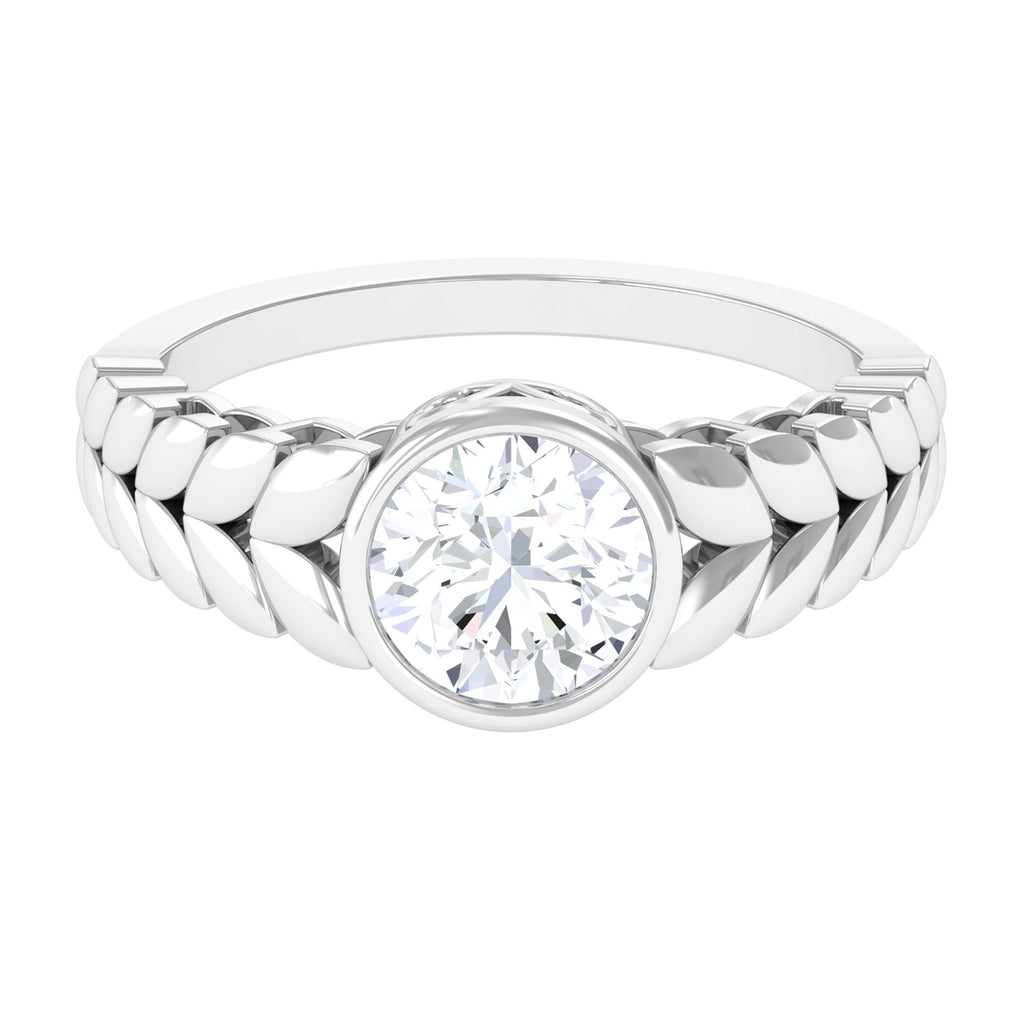 1.3 Carat Bezel Set Cubic Zirconia Leaf Engagement Ring