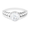 1.3 Carat Bezel Set Cubic Zirconia Leaf Engagement Ring